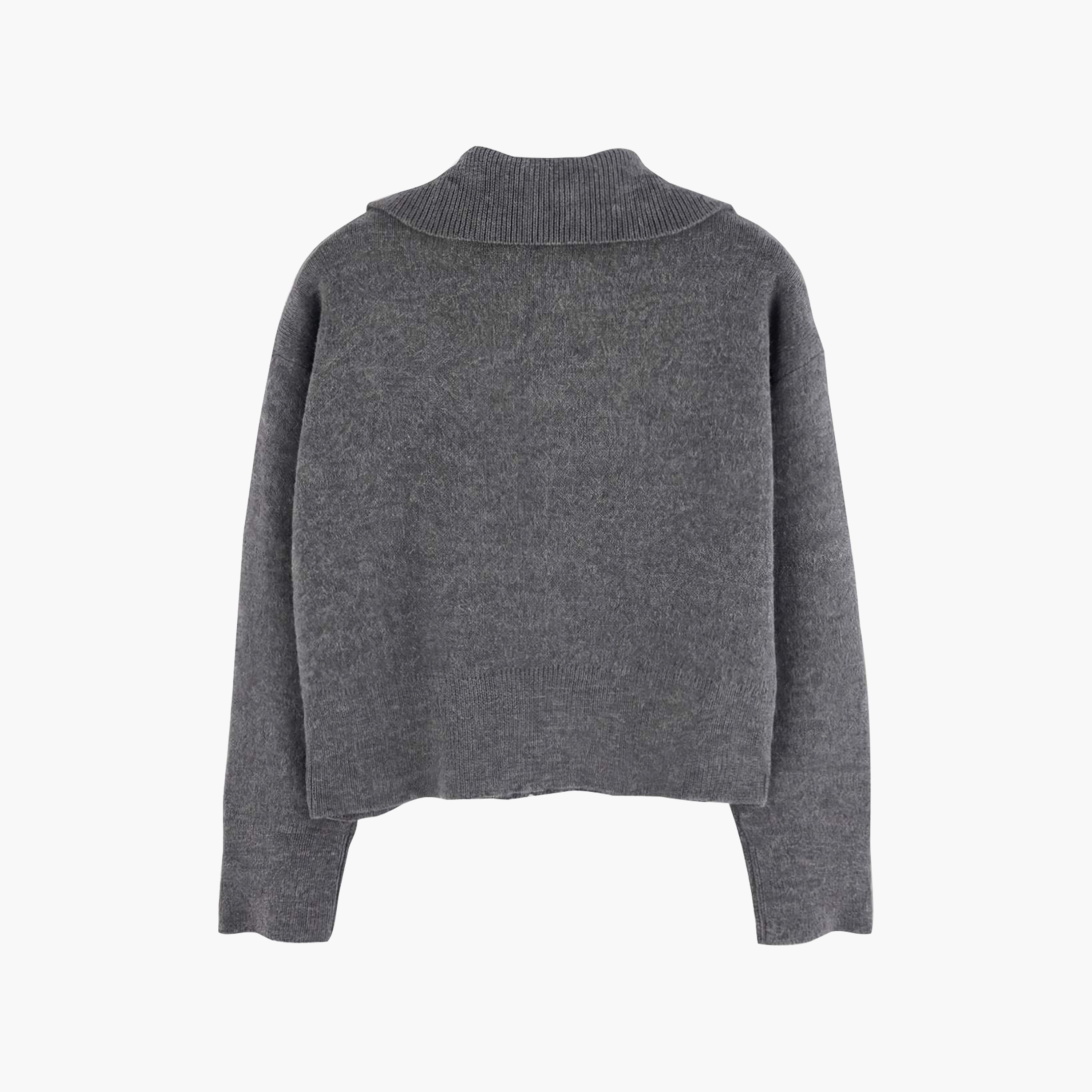 كارديجان حريمي رمادي بياقة وأكمام منسدلة من تريندyol ميلا-women-winterwear-cardigansandjumpers-cardigans-image-5