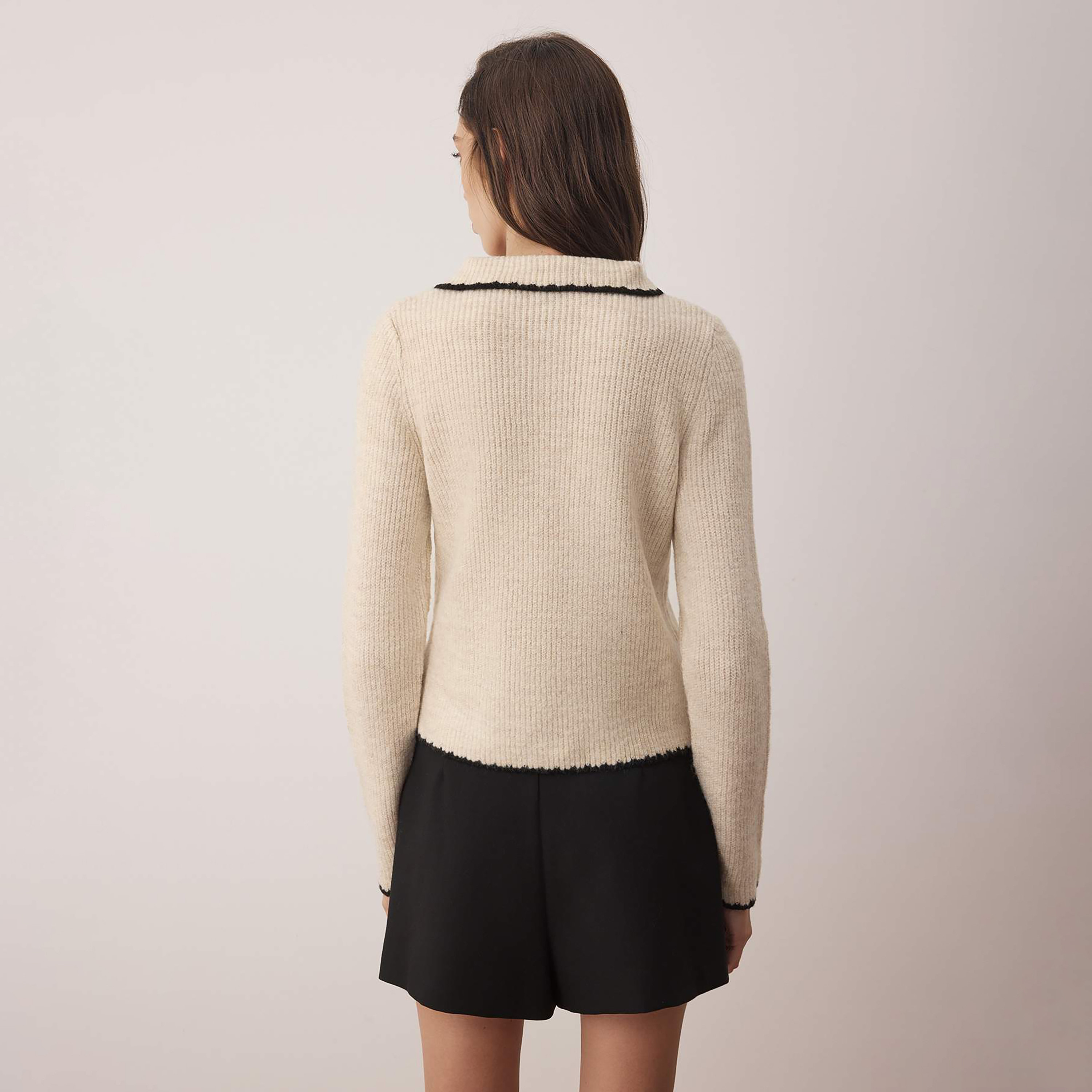 Trendyolmilla Stone Ribbed Knit Collared Women's Cardigan-women-winterwear-cardigansandjumpers-cardigans-image-3