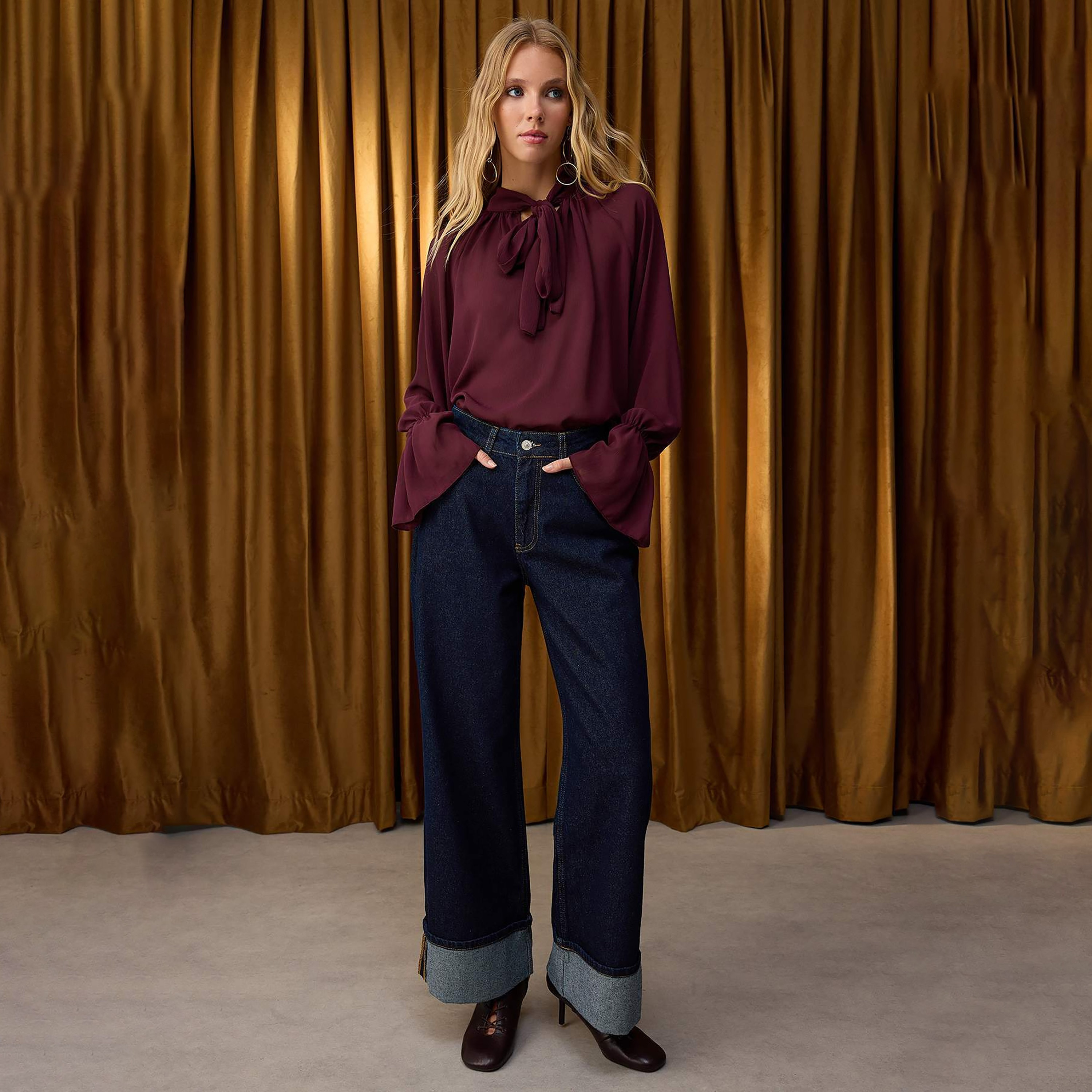 Trendyolmilla Blue Cotton Women's Wide Leg Jeans-women-clothing-jeans-image-3