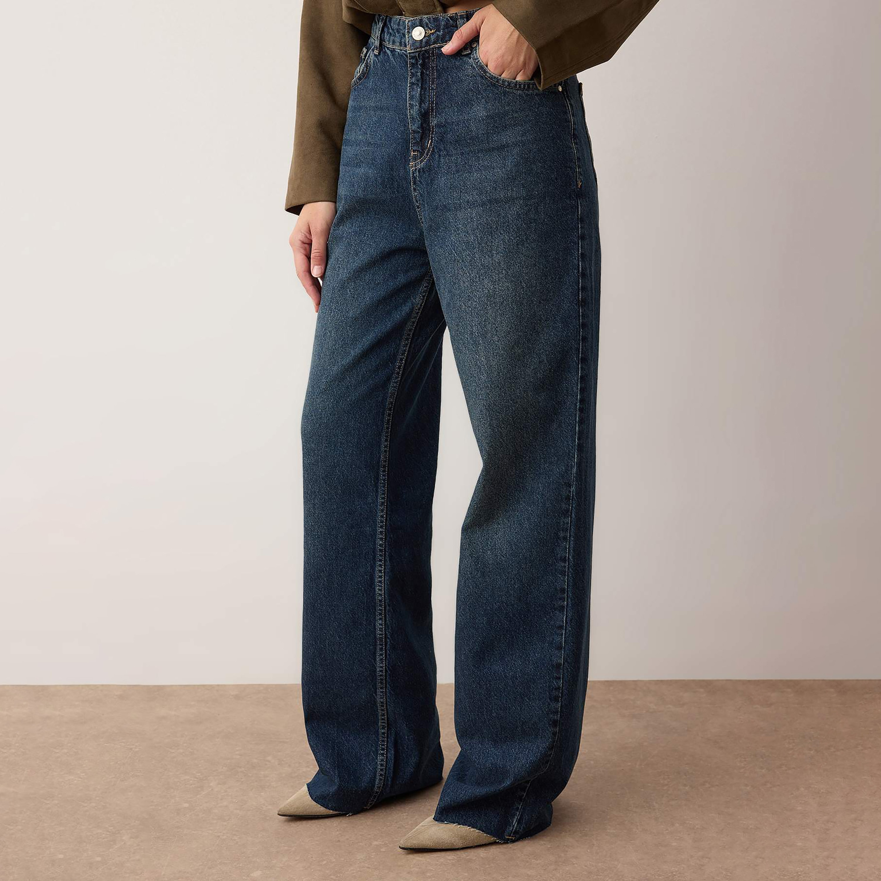 Blue Wide Leg Women's Jeans-women-clothing-jeans-image-1