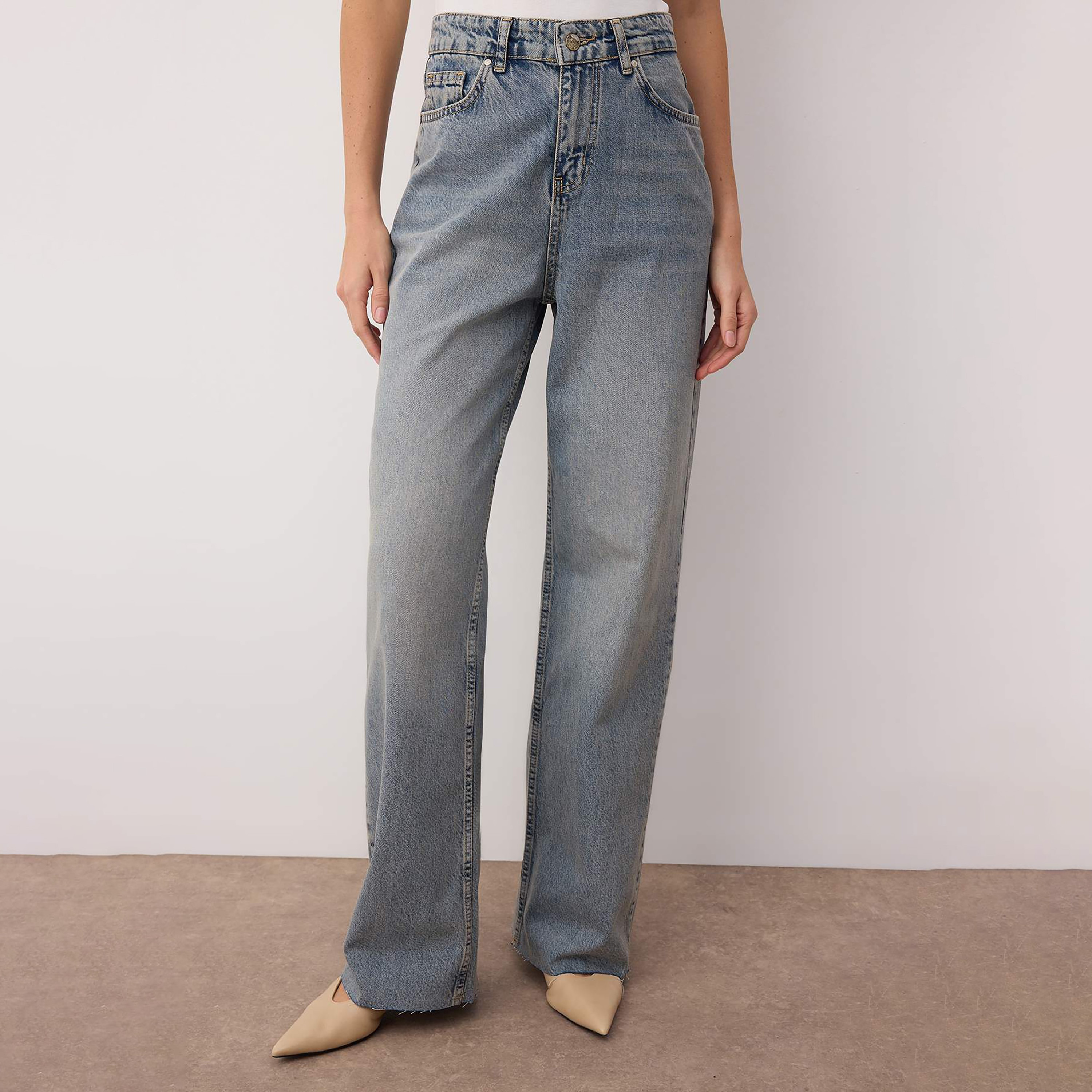 Blue Wide Leg Women's Jeans-women-clothing-jeans-image-1