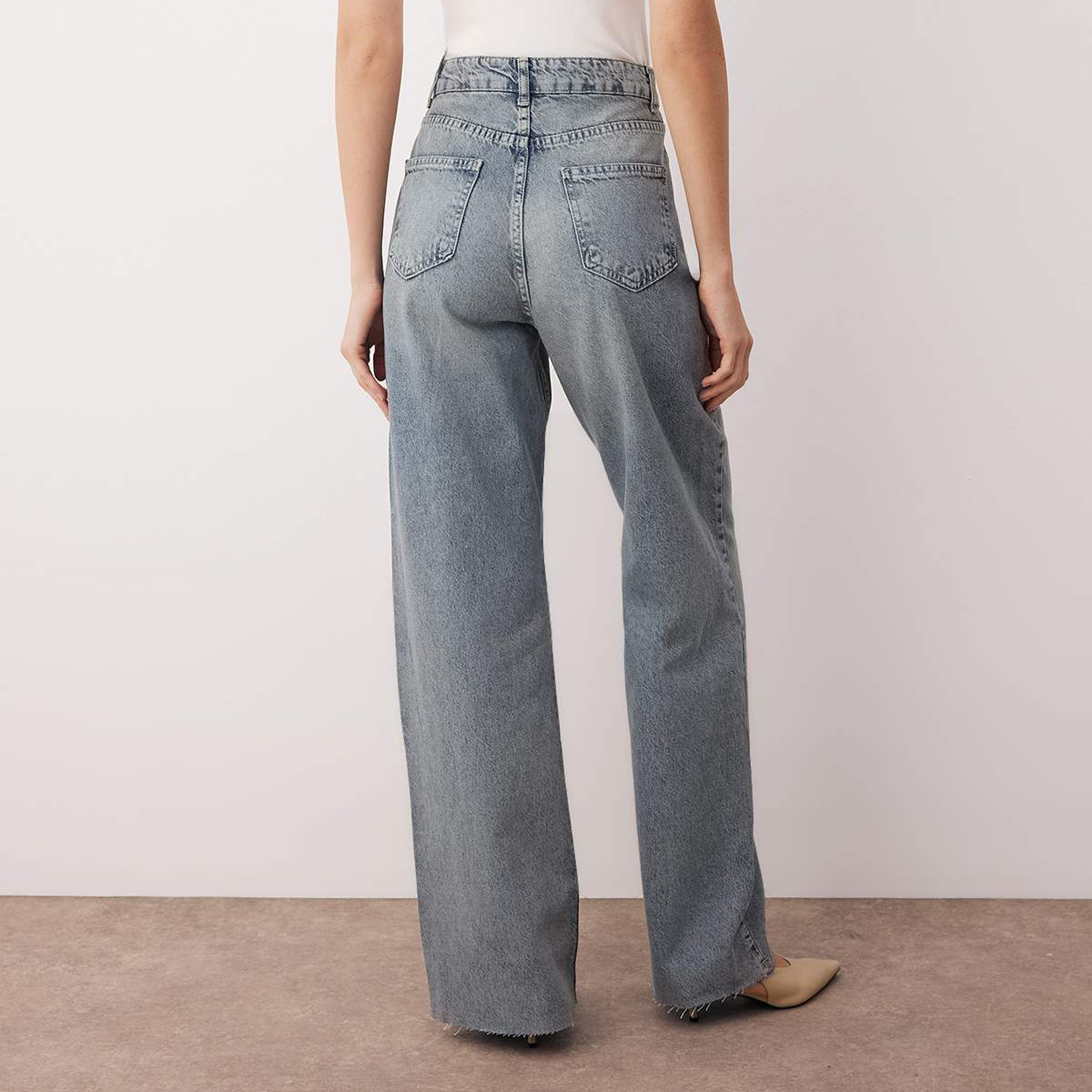 Blue Wide Leg Women's Jeans-women-clothing-jeans-image-4