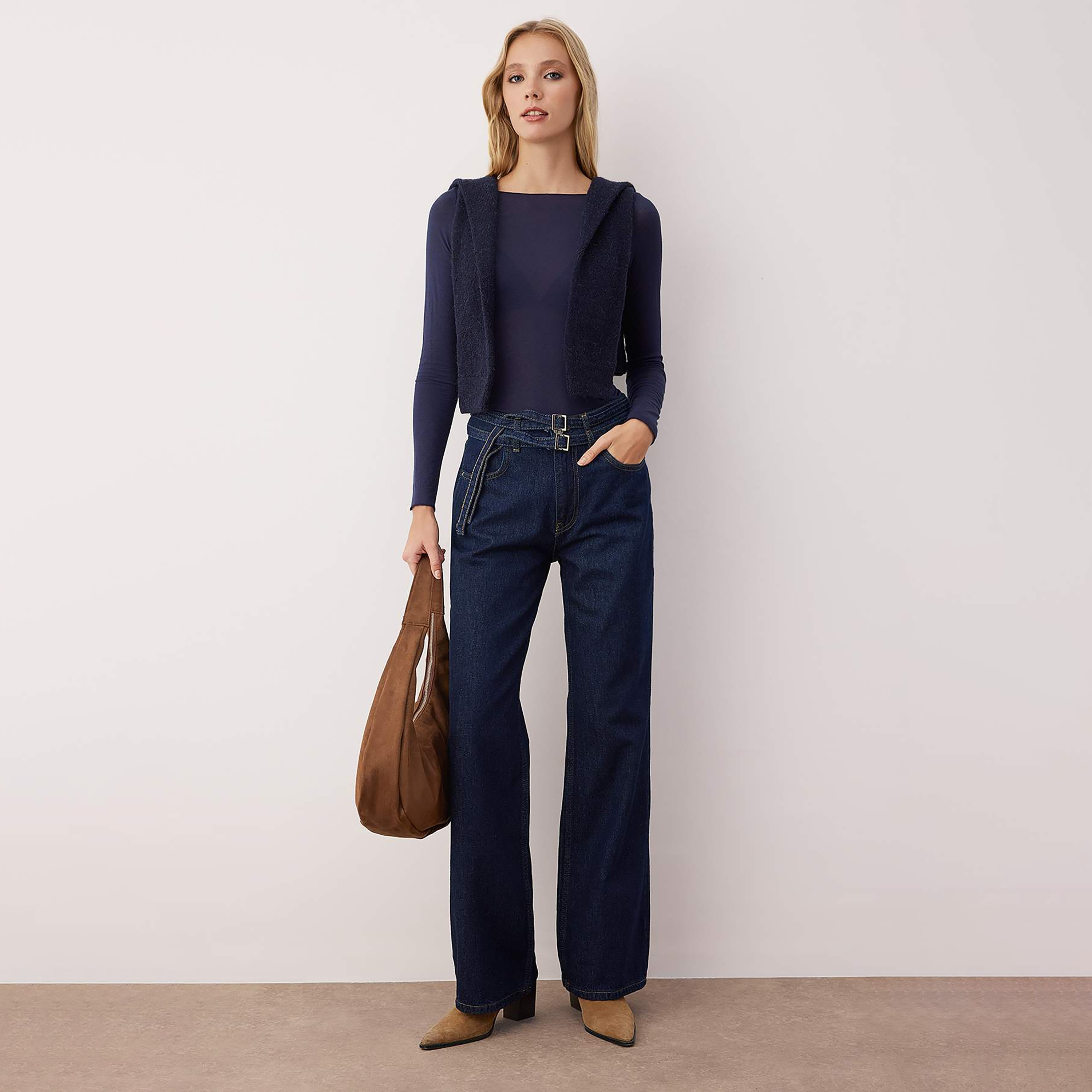 Trendyolmilla Blue Cotton Women's Wide Leg Jeans-women-clothing-jeans-image-2