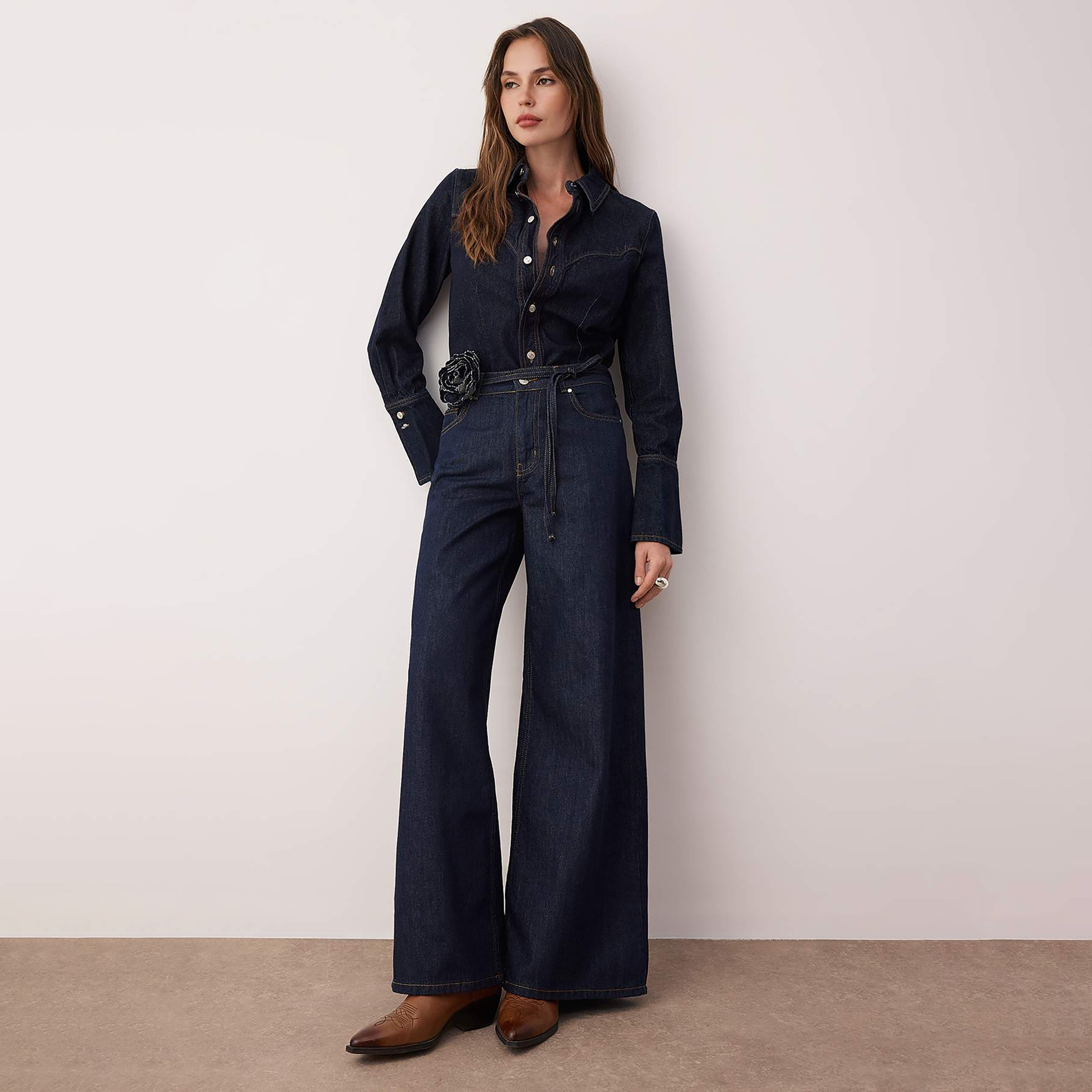 Trendyolmilla Blue Cotton Women's Wide Leg Jeans-women-clothing-jeans-image-2