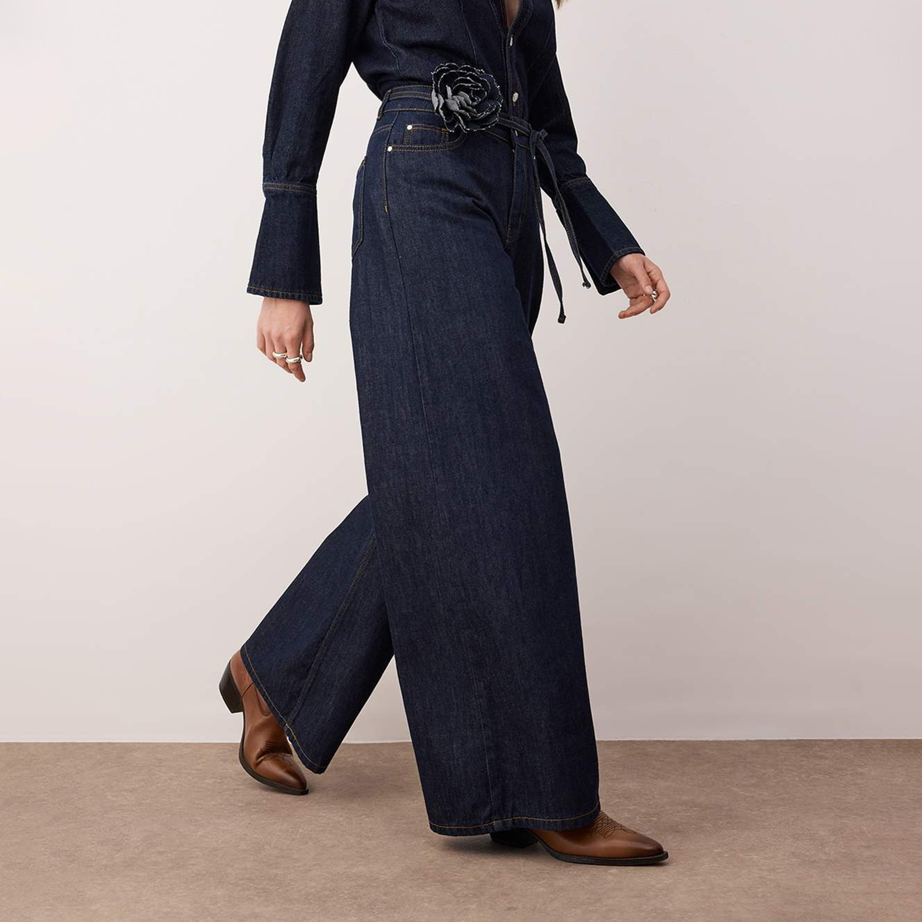 Trendyolmilla Blue Cotton Women's Wide Leg Jeans-women-clothing-jeans-image-3