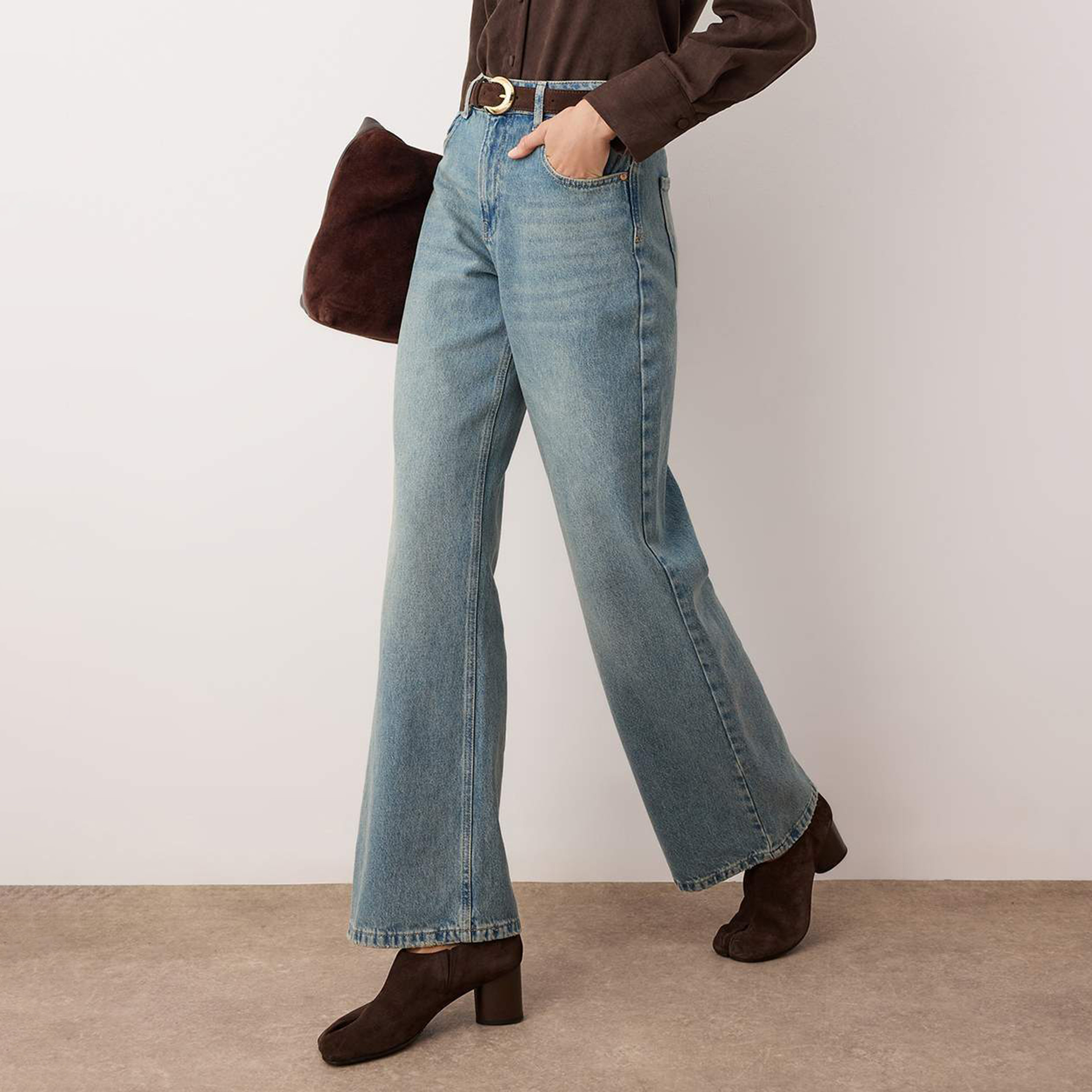 Blue Cotton Wide Leg Women's Jeans-women-clothing-jeans-image-3