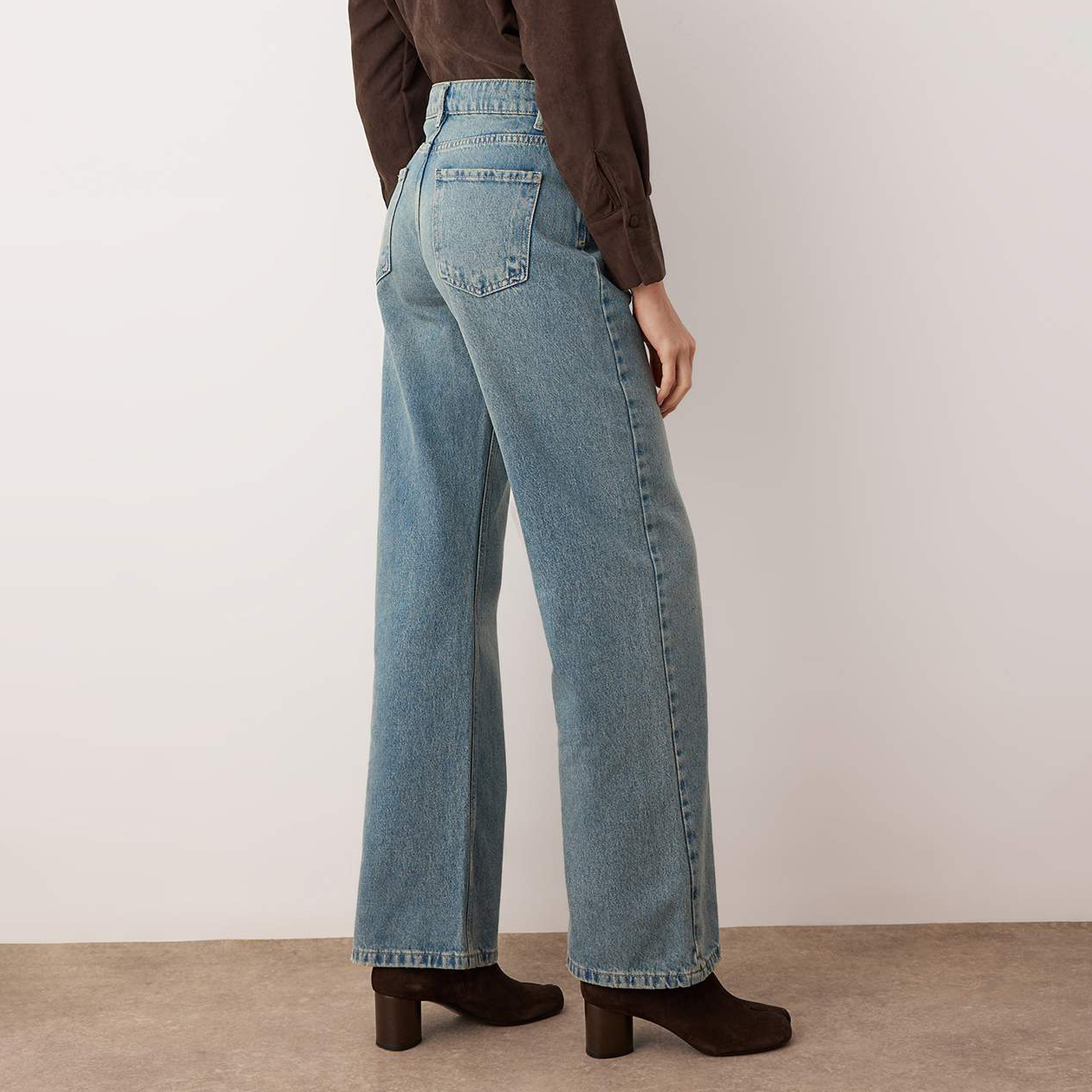 Blue Cotton Wide Leg Women's Jeans-women-clothing-jeans-image-4