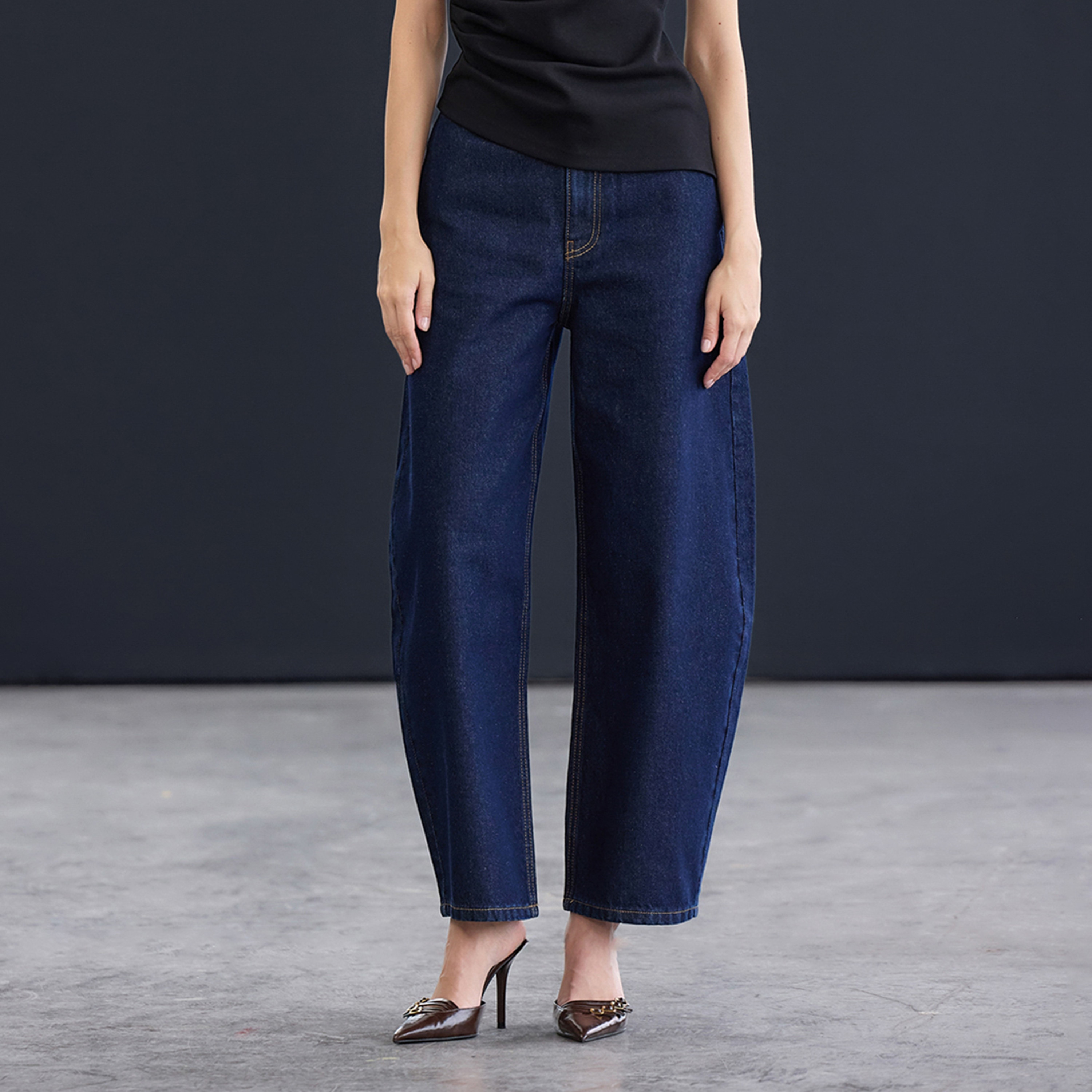 Trendyolmilla Blue Cotton Women's Barrel Leg Jeans-women-clothing-jeans-image-1