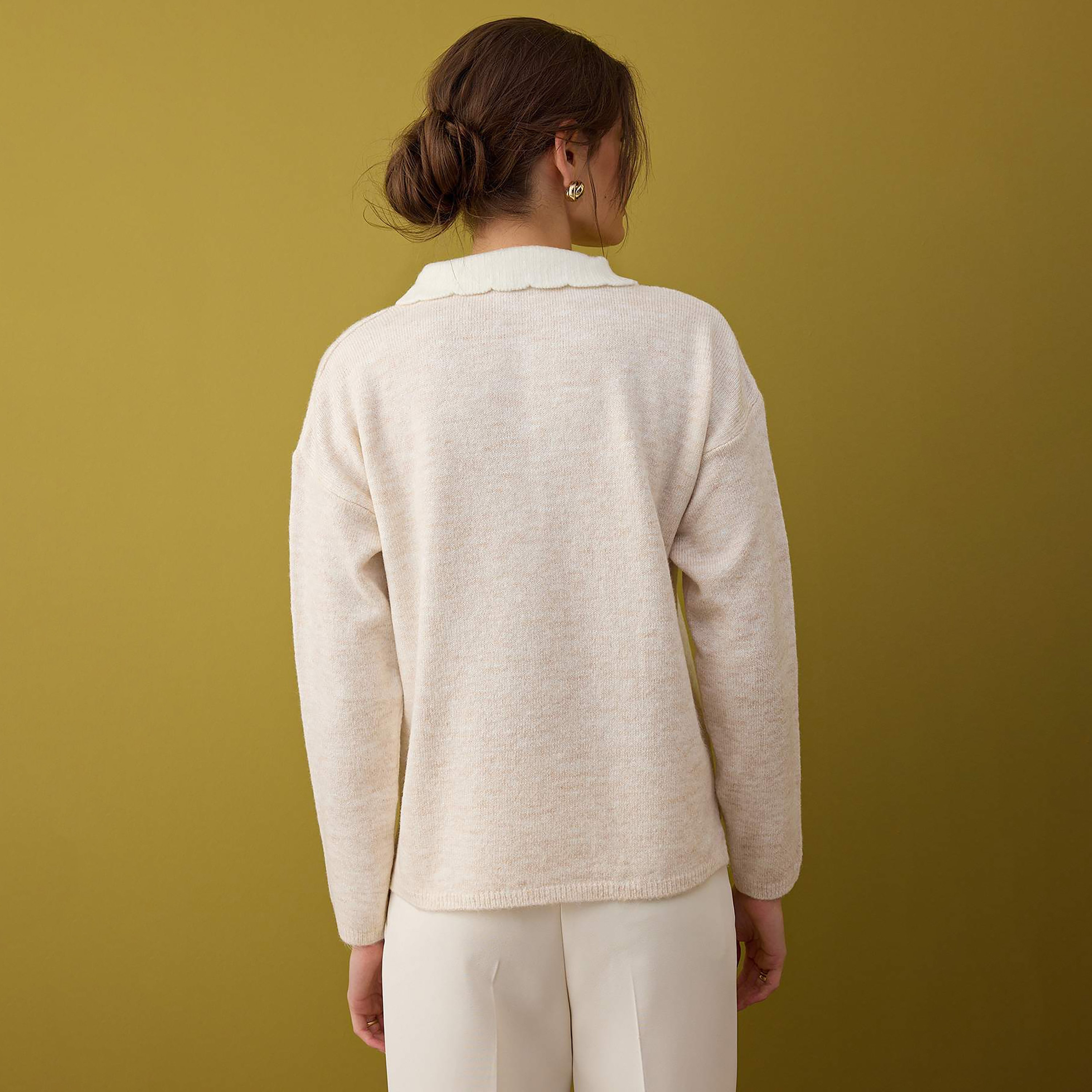 Trendyolmilla Stone Collared Dropped Sleeves Women's Sweater-women-winterwear-cardigansandjumpers-jumpers-image-4