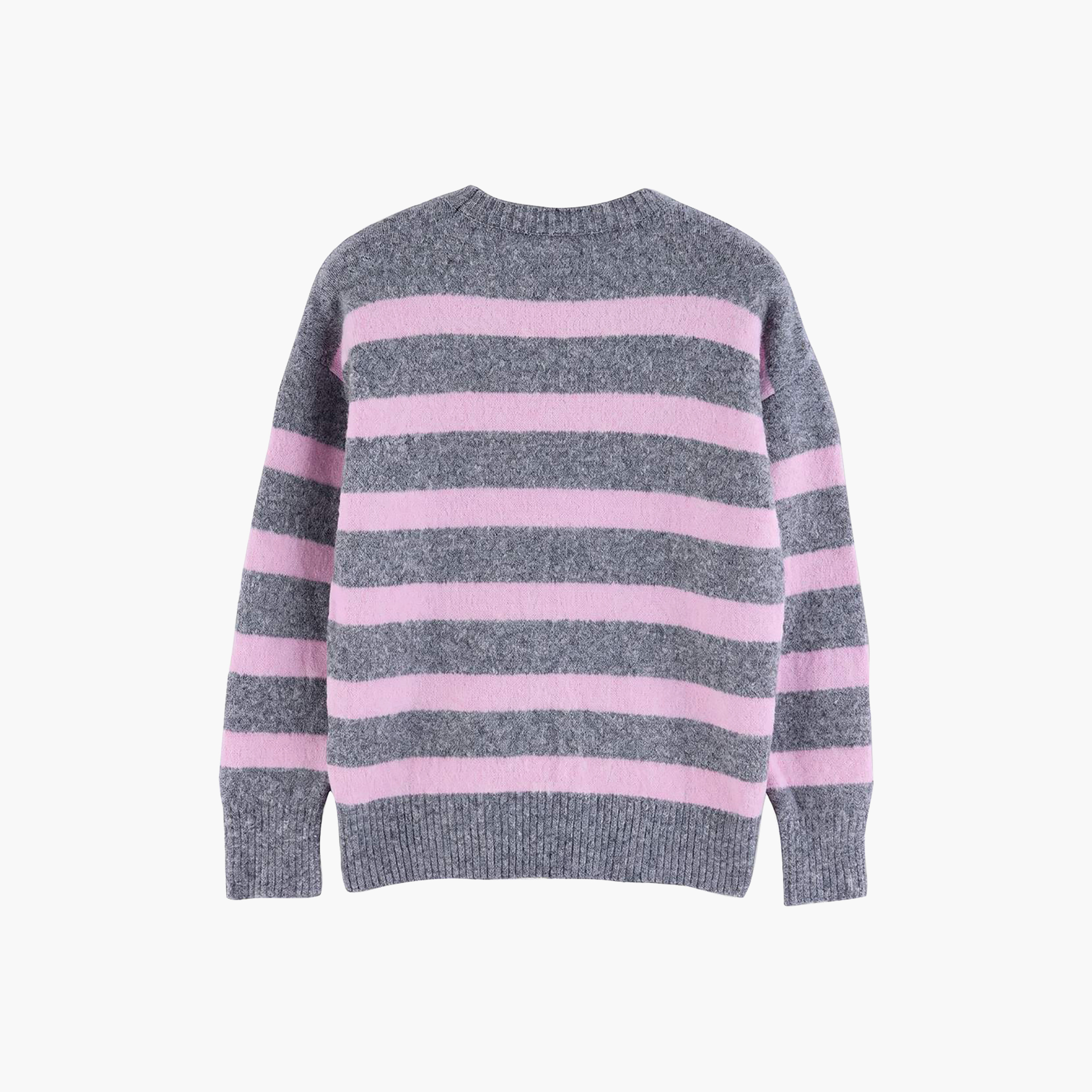 بلوفر حريمي رمادي مخطط بأكمام مسدلة من تريندyol ميلا-women-winterwear-cardigansandjumpers-jumpers-image-5