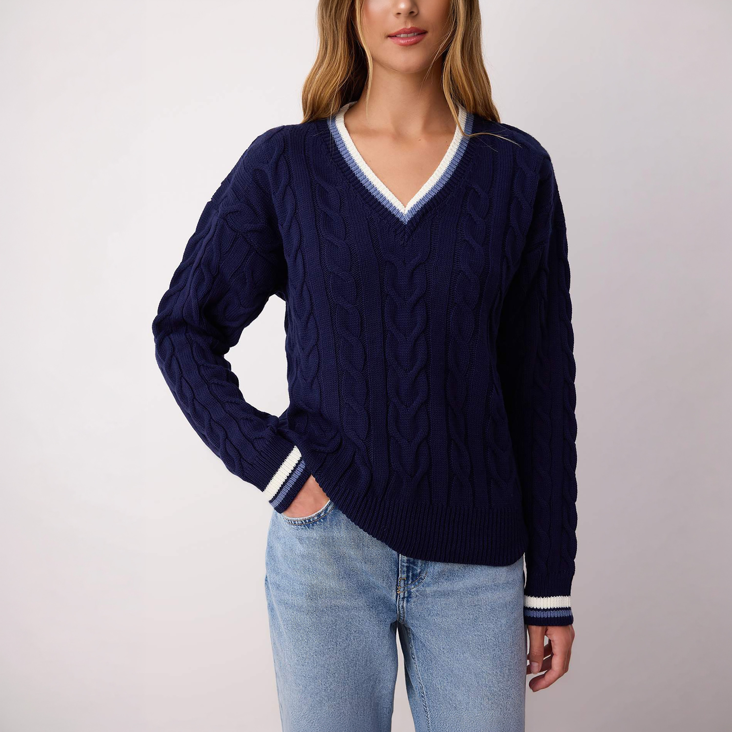سويتر حريمي بحياكة ضفائر وأكمام منسدلة من ترينديول ميلا-women-winterwear-cardigansandjumpers-jumpers-image-5