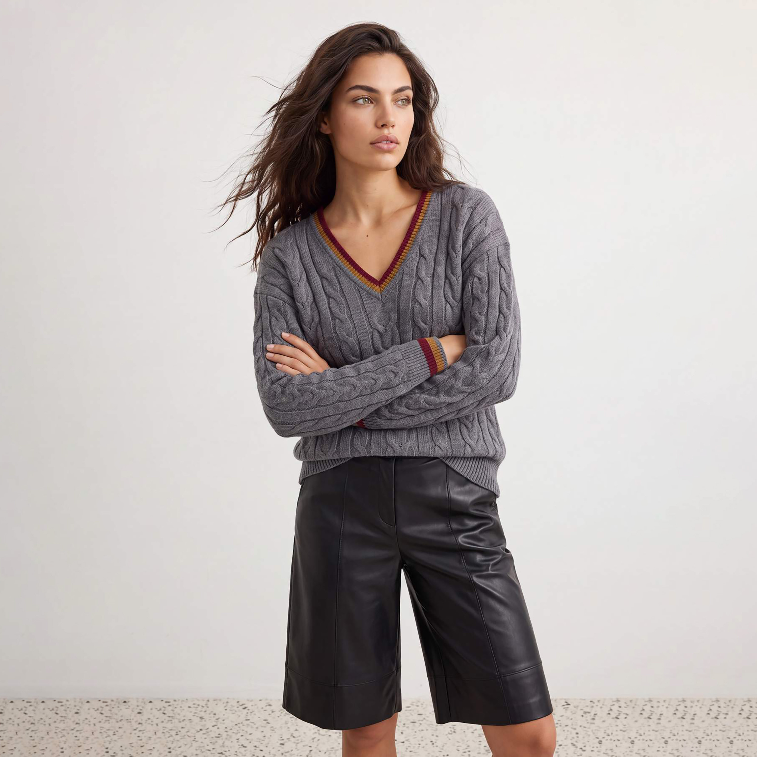 سويتر حريمي بحياكة ضفائر وأكمام منسدلة من ترينديول ميلا-women-winterwear-cardigansandjumpers-jumpers-image-1