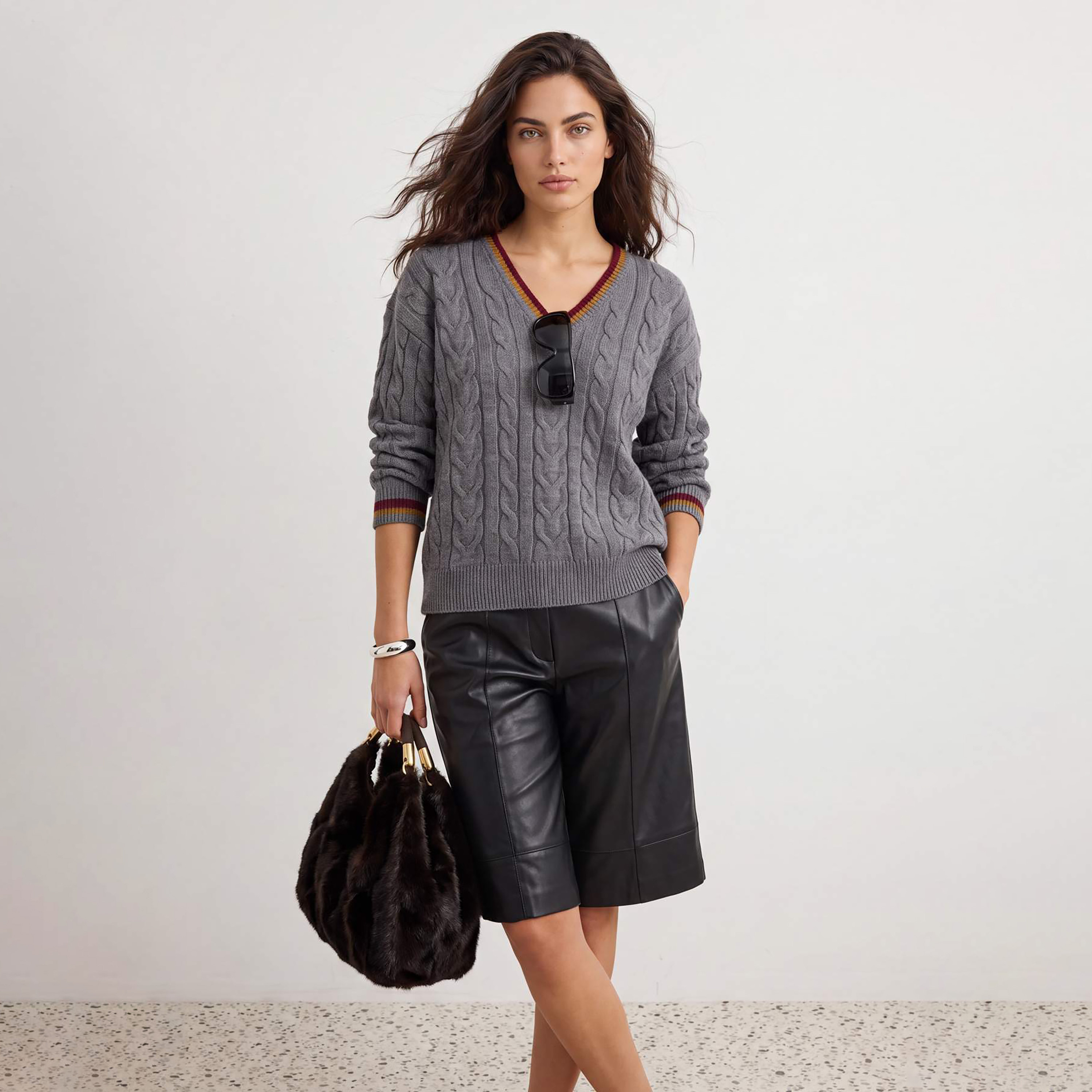 سويتر حريمي بحياكة ضفائر وأكمام منسدلة من ترينديول ميلا-women-winterwear-cardigansandjumpers-jumpers-image-2