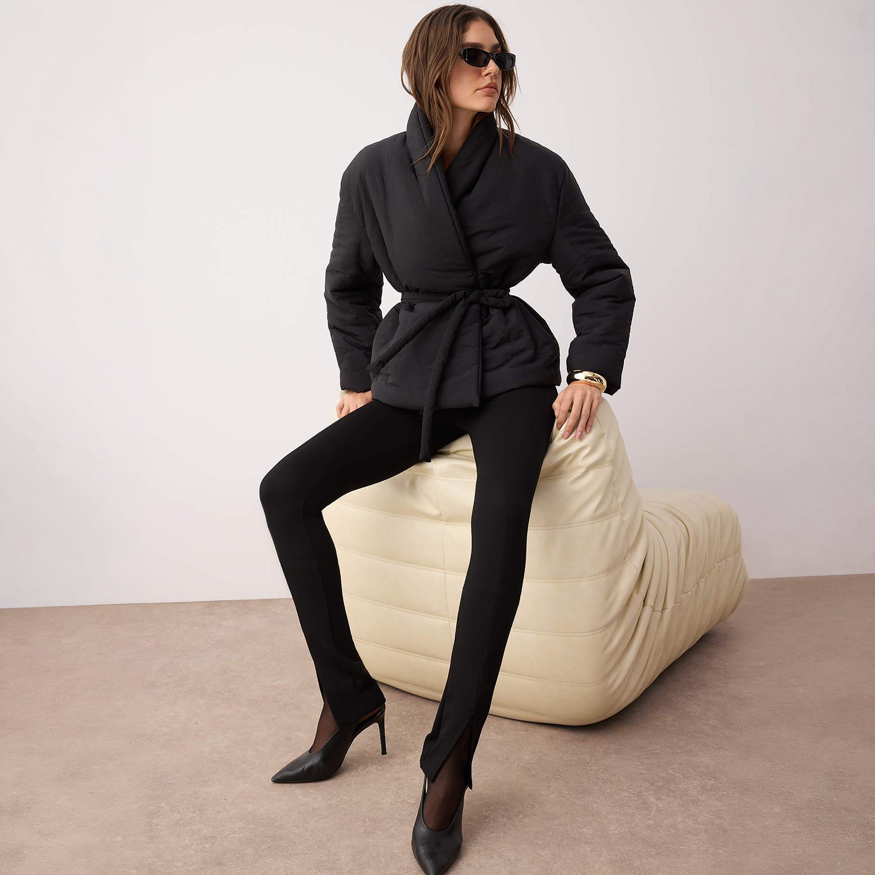 جاكيت بافر حريمي أسود بياقة شال من تريندyolميلا-women-winterwear-coatsandjackets-jackets-image-2
