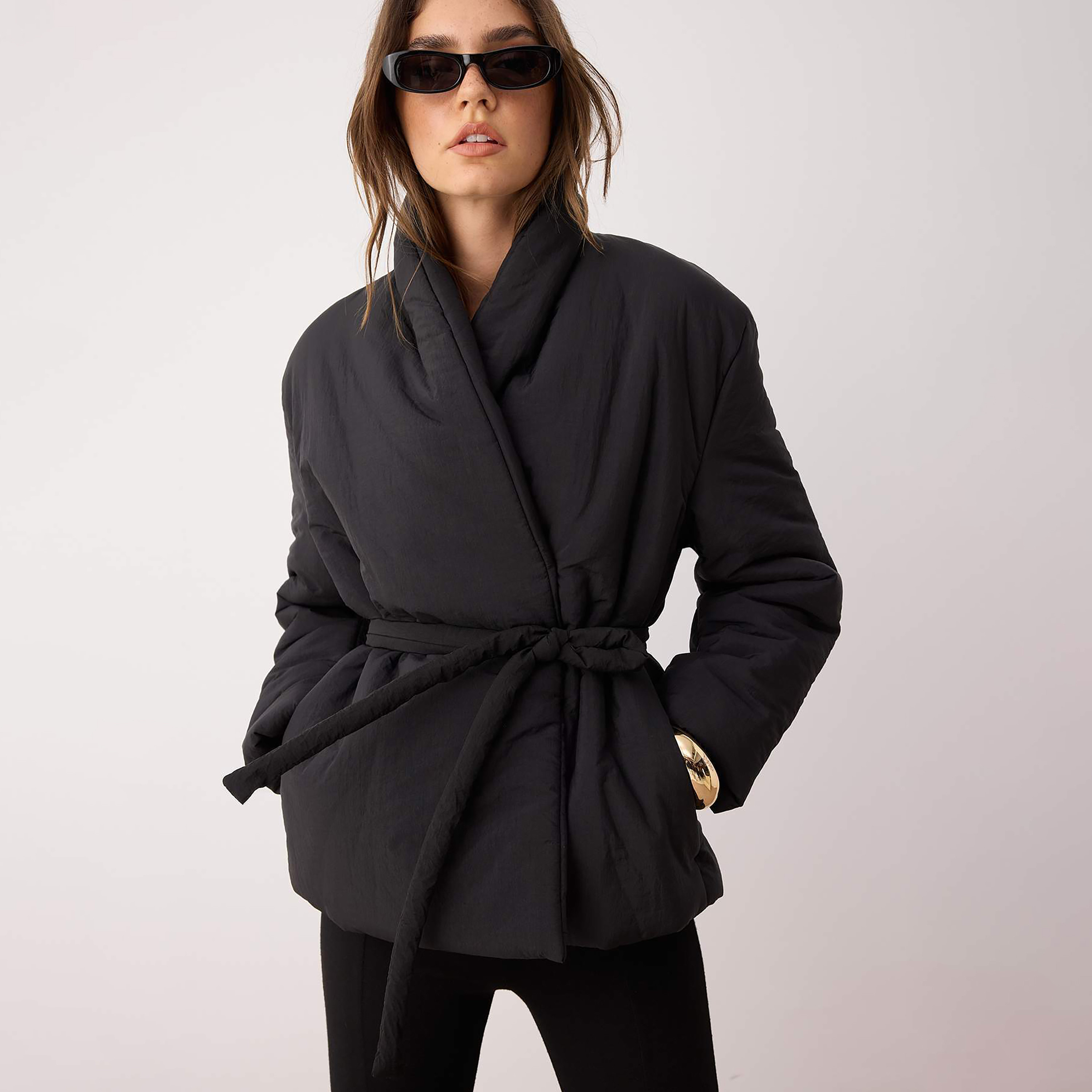 جاكيت بافر حريمي أسود بياقة شال من تريندyolميلا-women-winterwear-coatsandjackets-jackets-image-4
