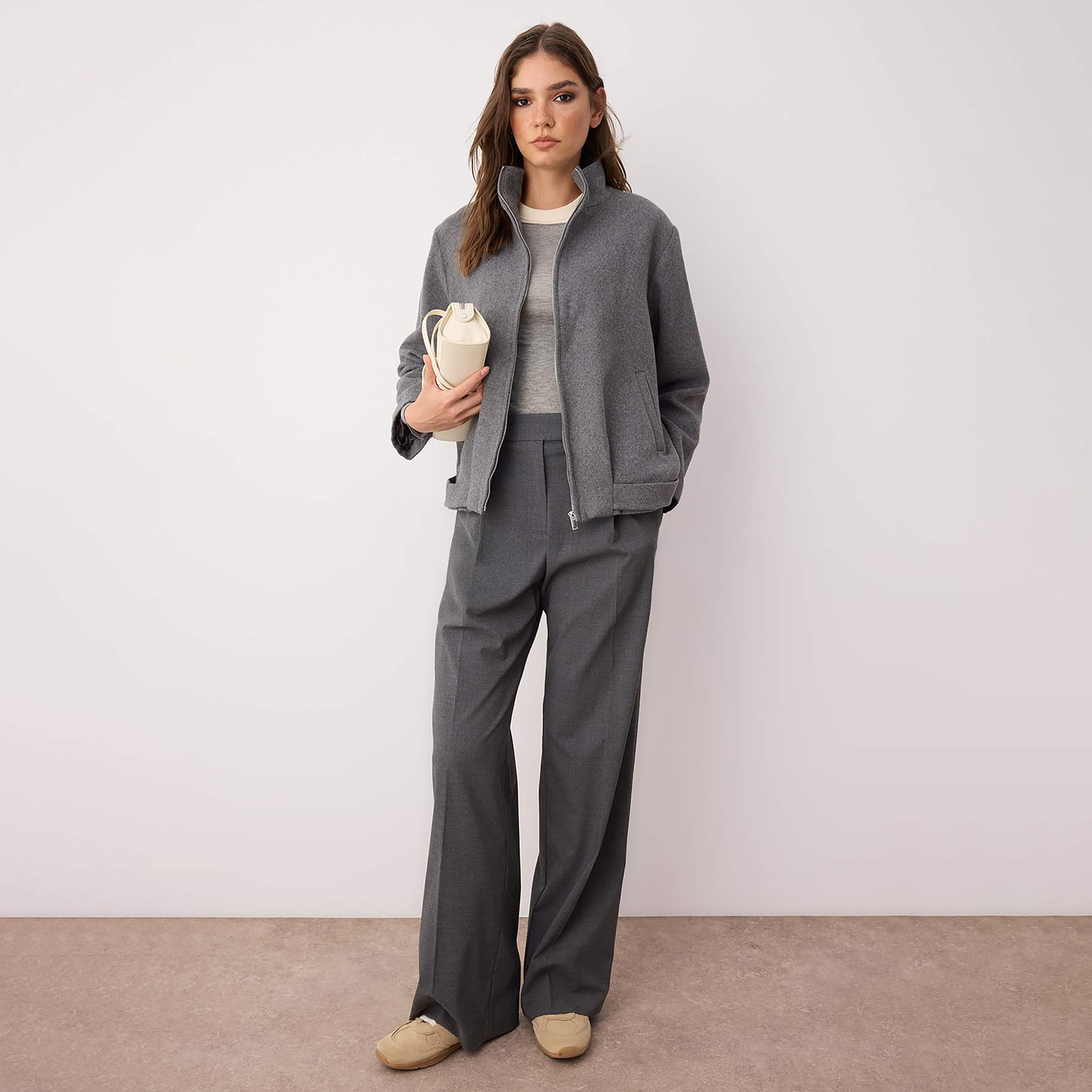 Trendyolmilla Grey High Neck Women's Jacket-women-winterwear-coatsandjackets-jackets-image-2