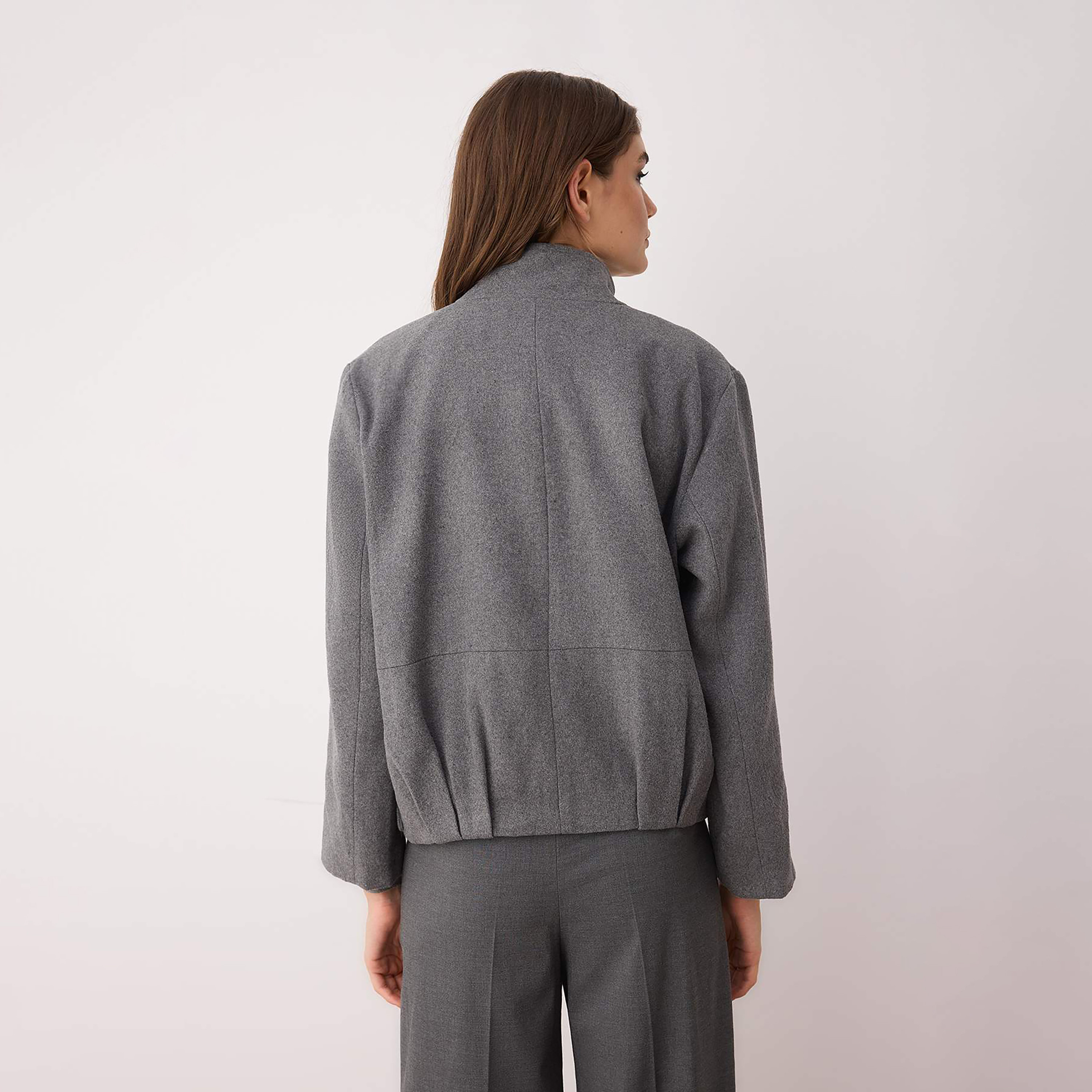 Trendyolmilla Grey High Neck Women's Jacket-women-winterwear-coatsandjackets-jackets-image-3