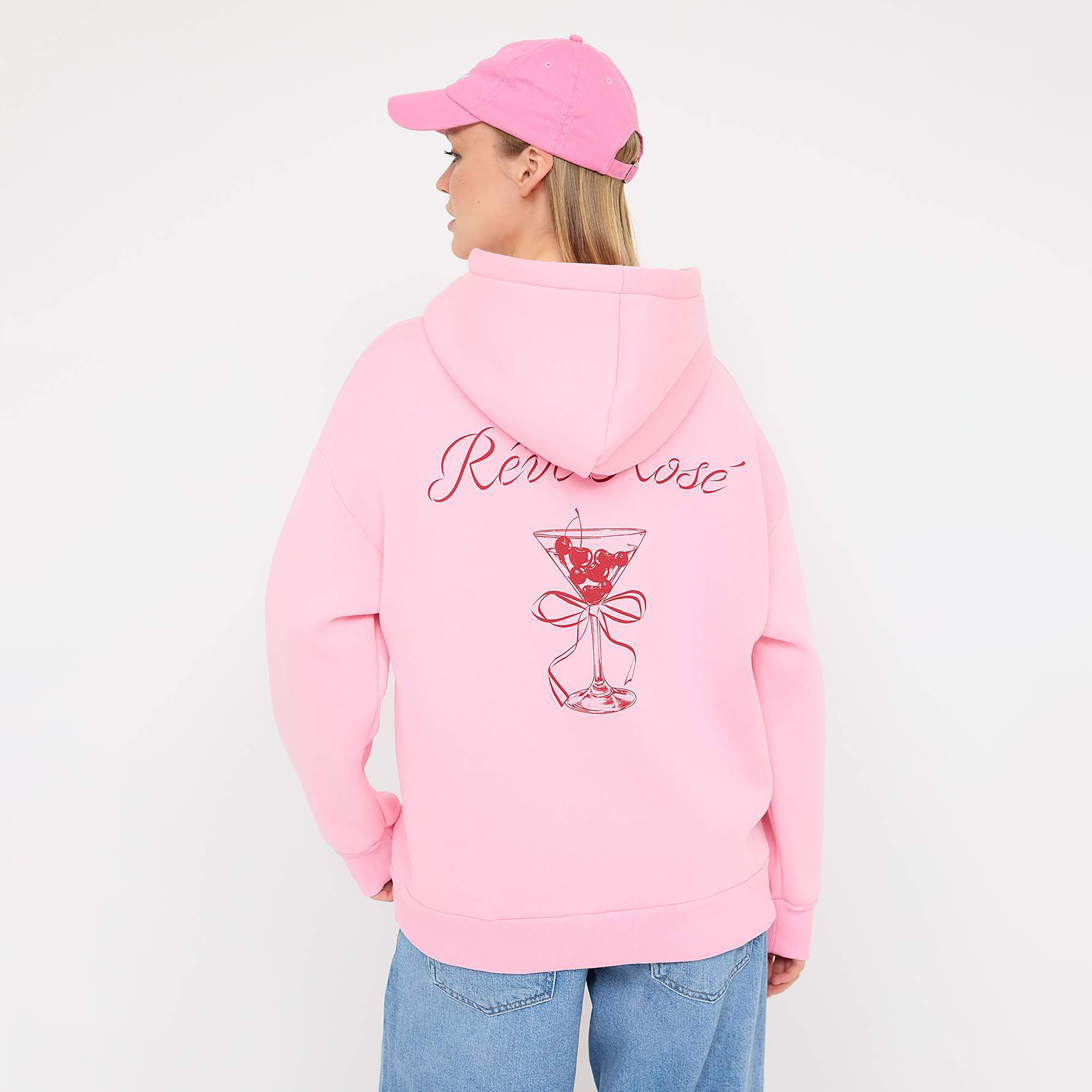 هودي حريمي وردي بطبعة جرافيك وأكمام منسدلة من تريندyولميلا-women-clothing-hoodiesandsweatshirts-sweatshirts-image-4