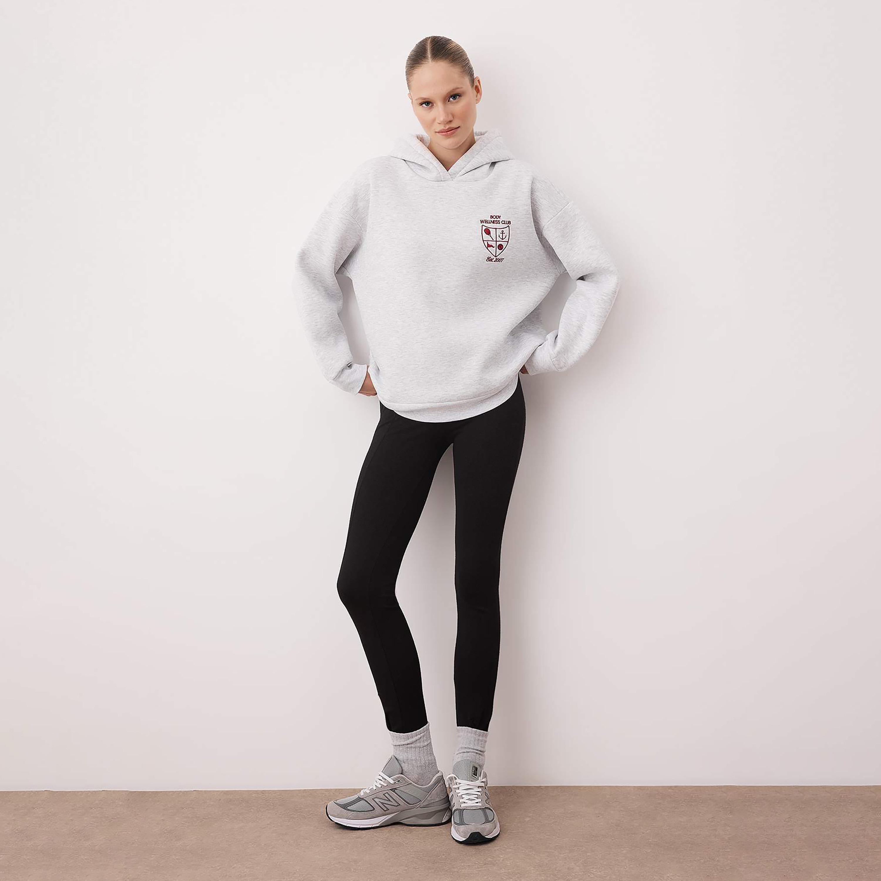 هودي حريمي رمادي ميلانج بأكمام ساقطة من ترينديول ميلا-women-clothing-hoodiesandsweatshirts-sweatshirts-image-2