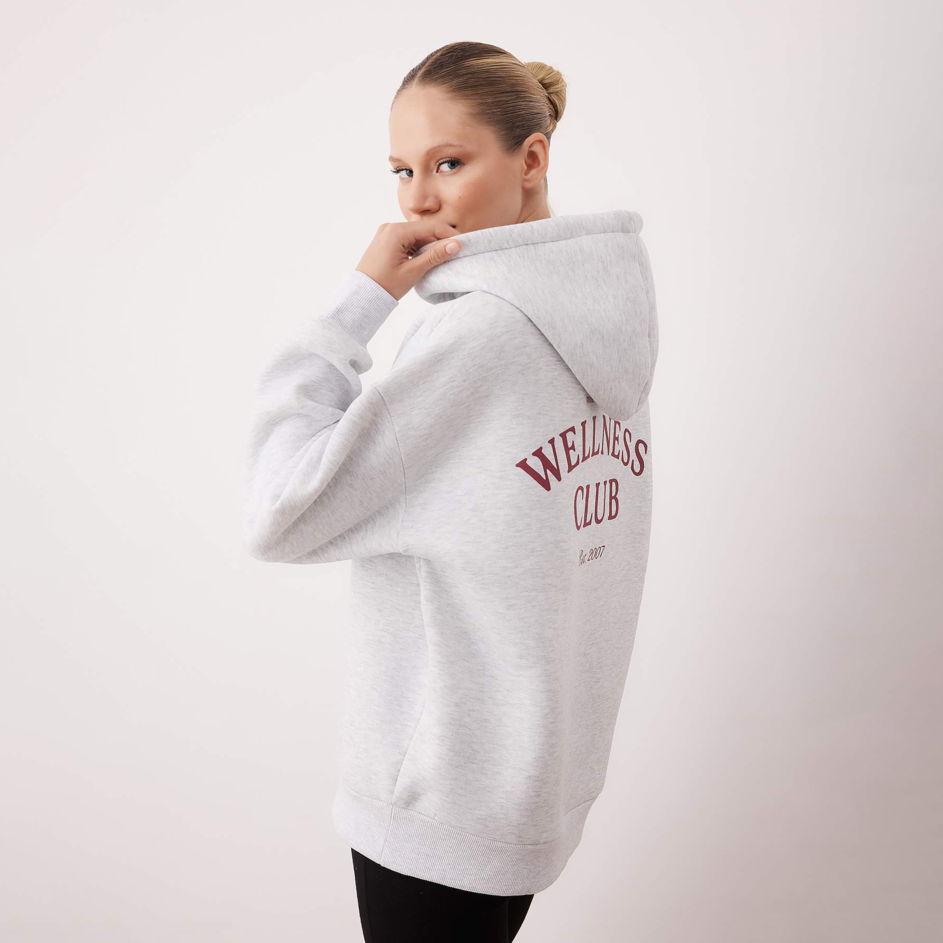 هودي حريمي رمادي ميلانج بأكمام ساقطة من ترينديول ميلا-women-clothing-hoodiesandsweatshirts-sweatshirts-image-4