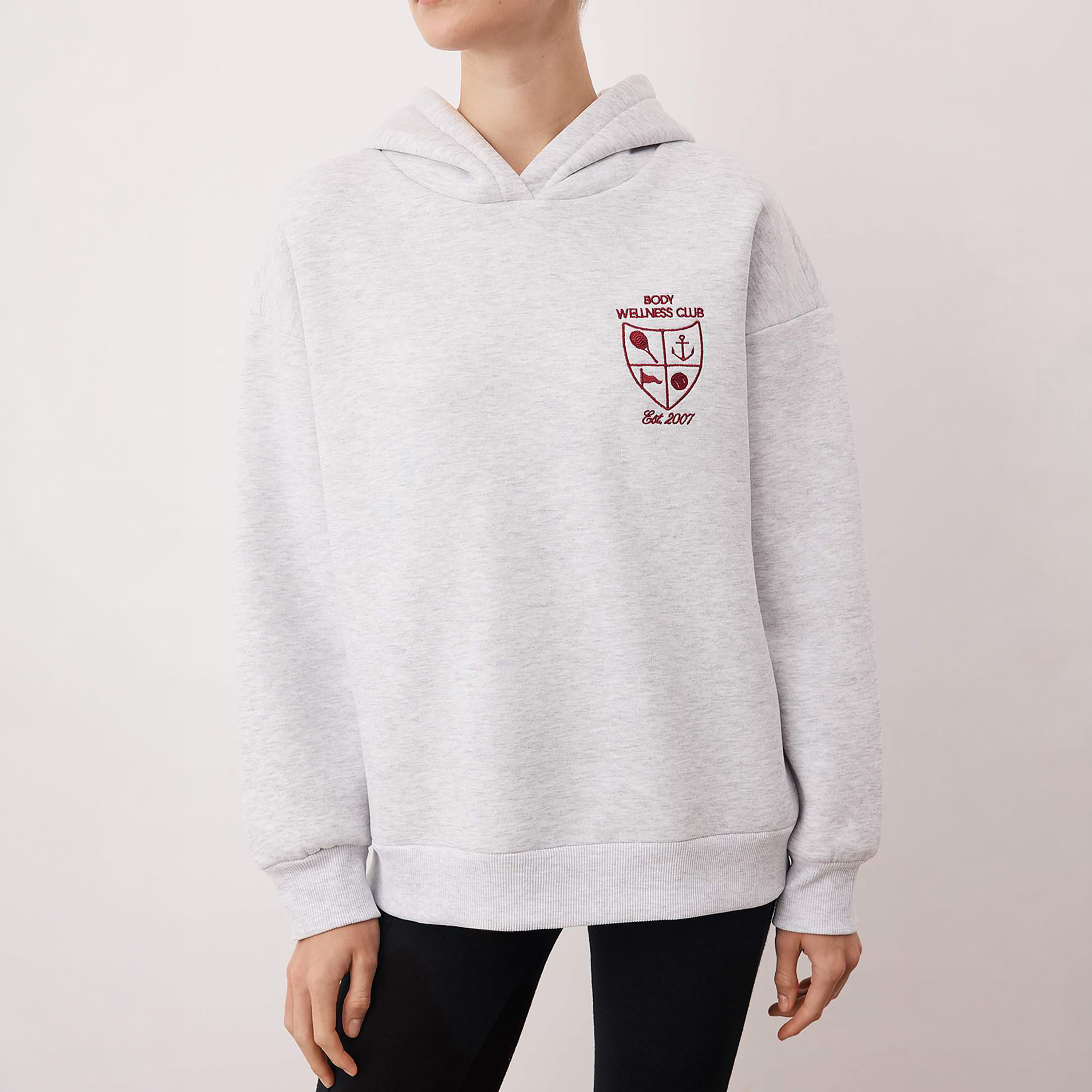 هودي حريمي رمادي ميلانج بأكمام ساقطة من ترينديول ميلا-women-clothing-hoodiesandsweatshirts-sweatshirts-image-5