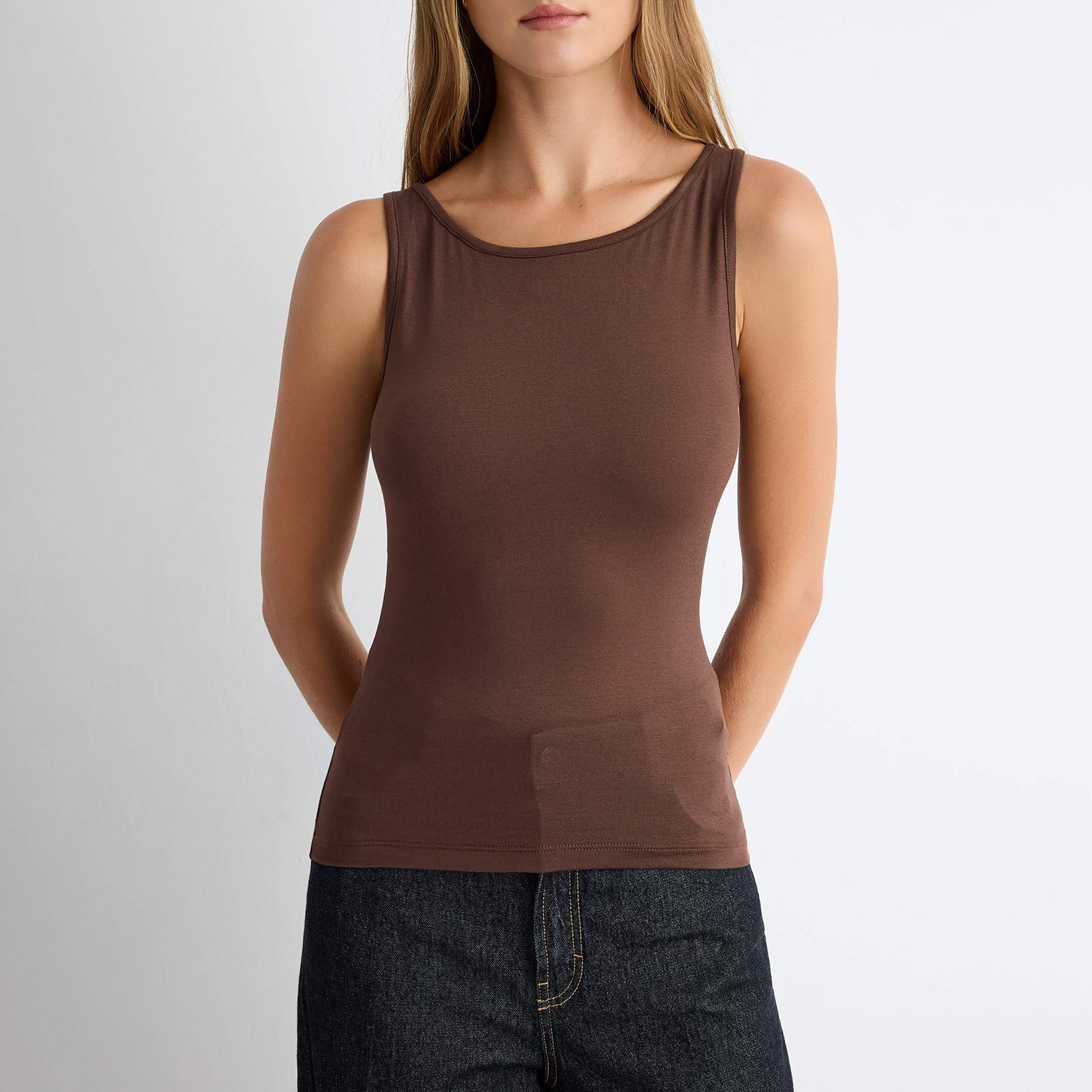Trendyolmilla Brown Batwing Sleeves Women's Poncho & Tank Top Set-women-clothing-shirtsandblouses-blouses-image-3