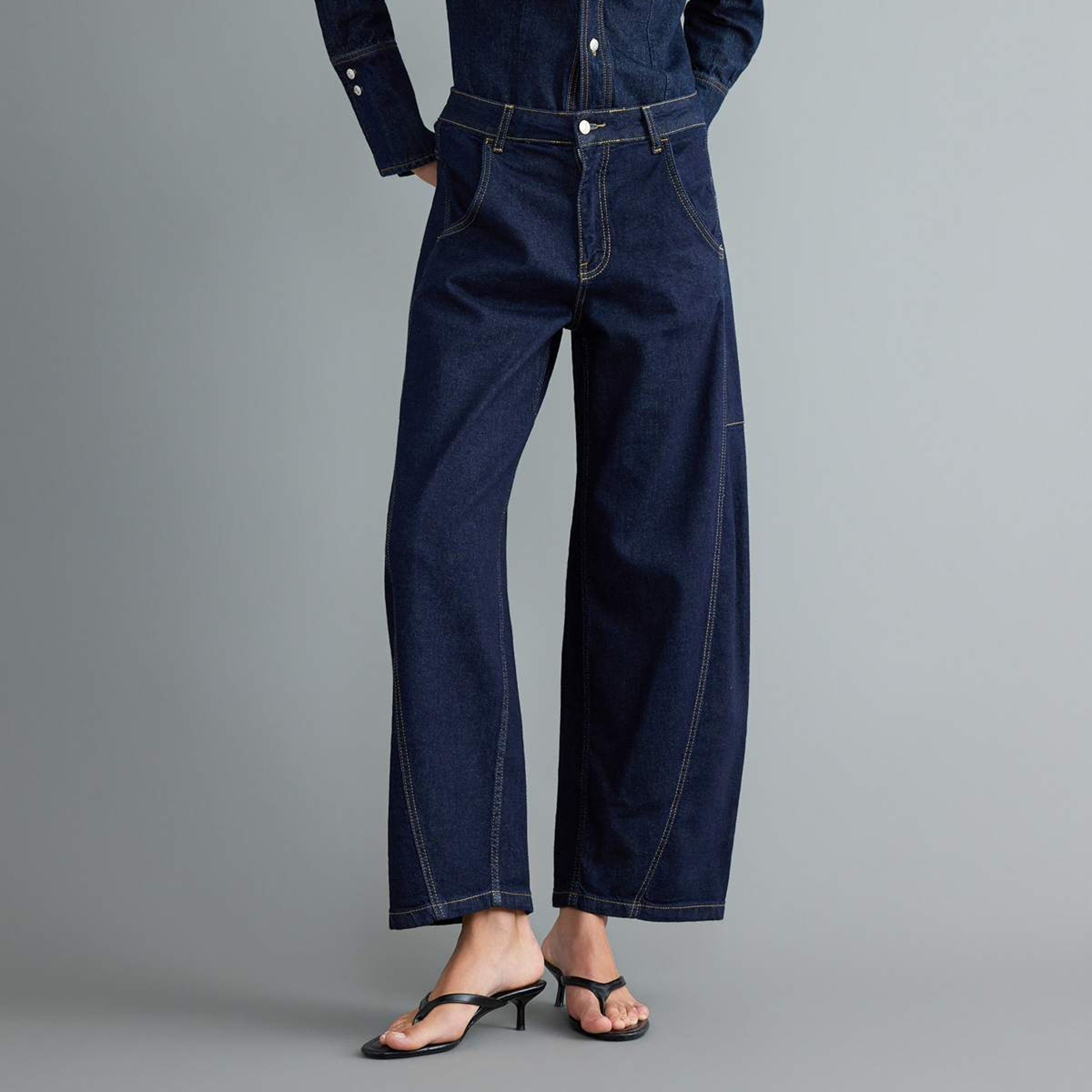 Trendyolmilla Blue Women's Barrel Leg Jeans-women-clothing-jeans-image-1