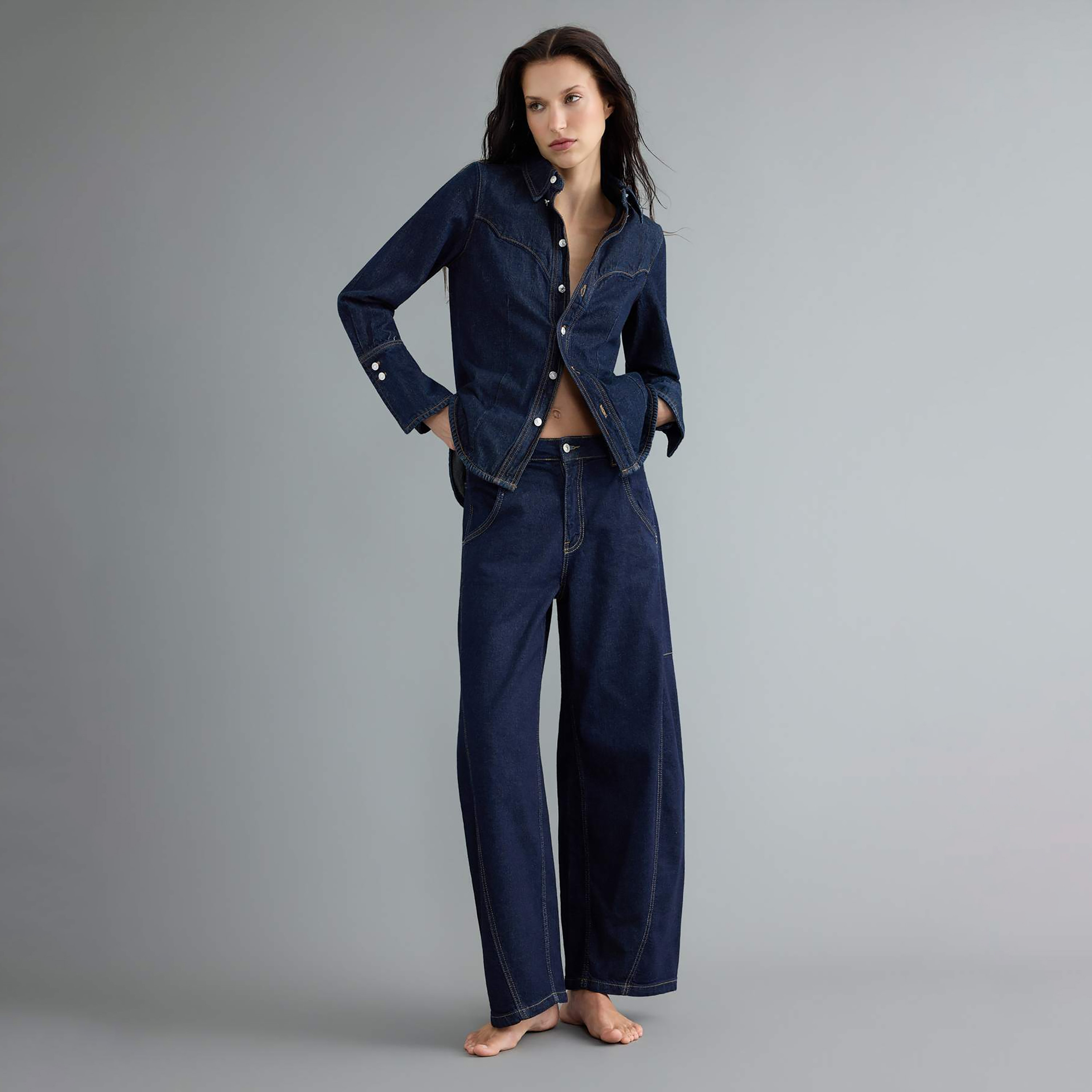 Trendyolmilla Blue Women's Barrel Leg Jeans-women-clothing-jeans-image-2