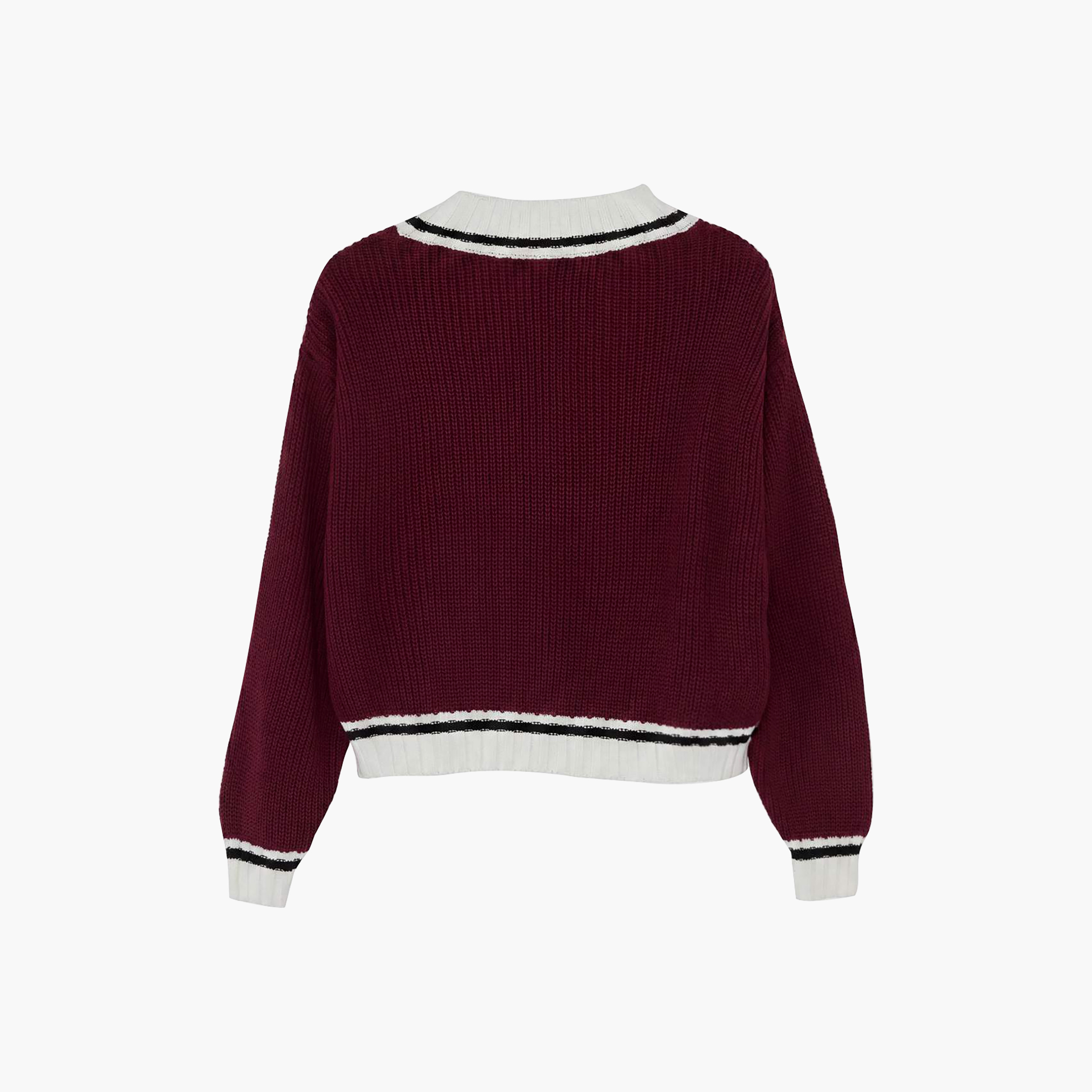 بلوفر حريمي أحمر بأكمام مسدلة وتفاصيل متباينة من ترينديول ميلا-women-winterwear-cardigansandjumpers-jumpers-image-5