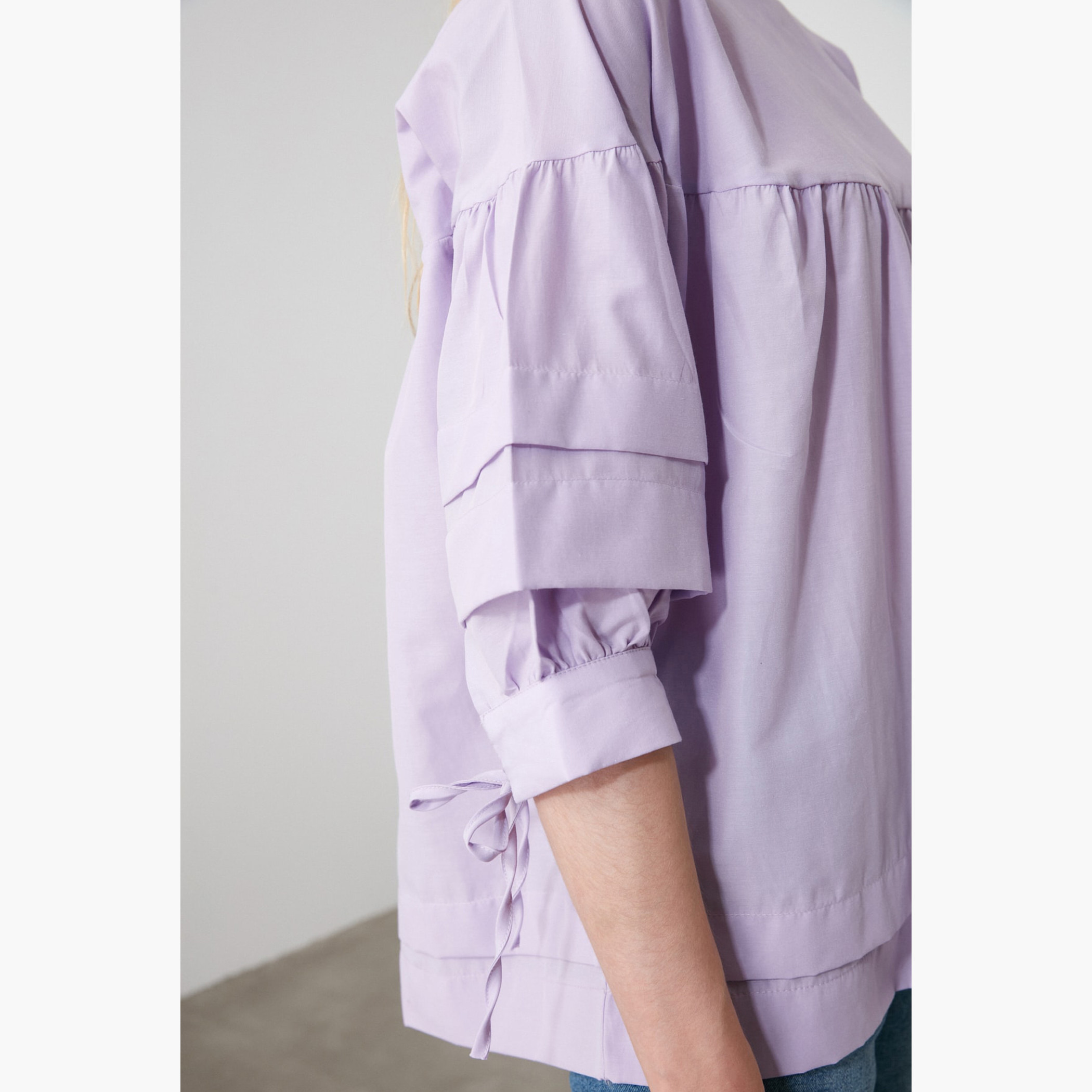 Trendyolmilla Women Cotton And Polyester Solid Purple Top-women-clothing-shirtsandblouses-blouses-image-4