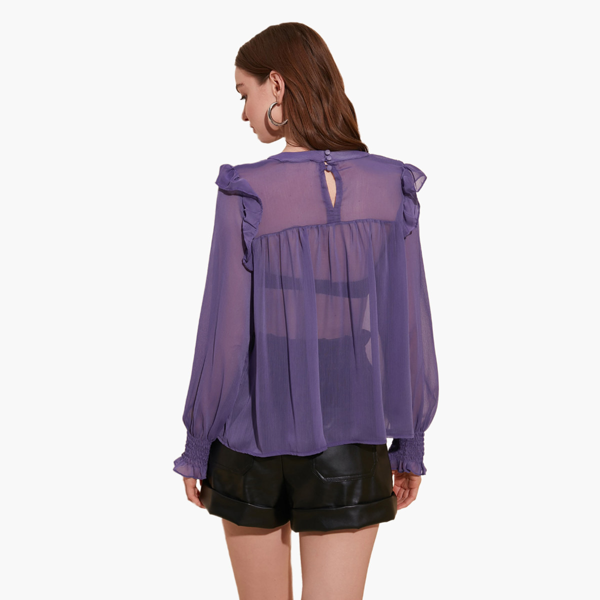 Trendyol Textured Top with Long Sleeves and Smocking Detail-women-clothing-shirtsandblouses-blouses-image-7