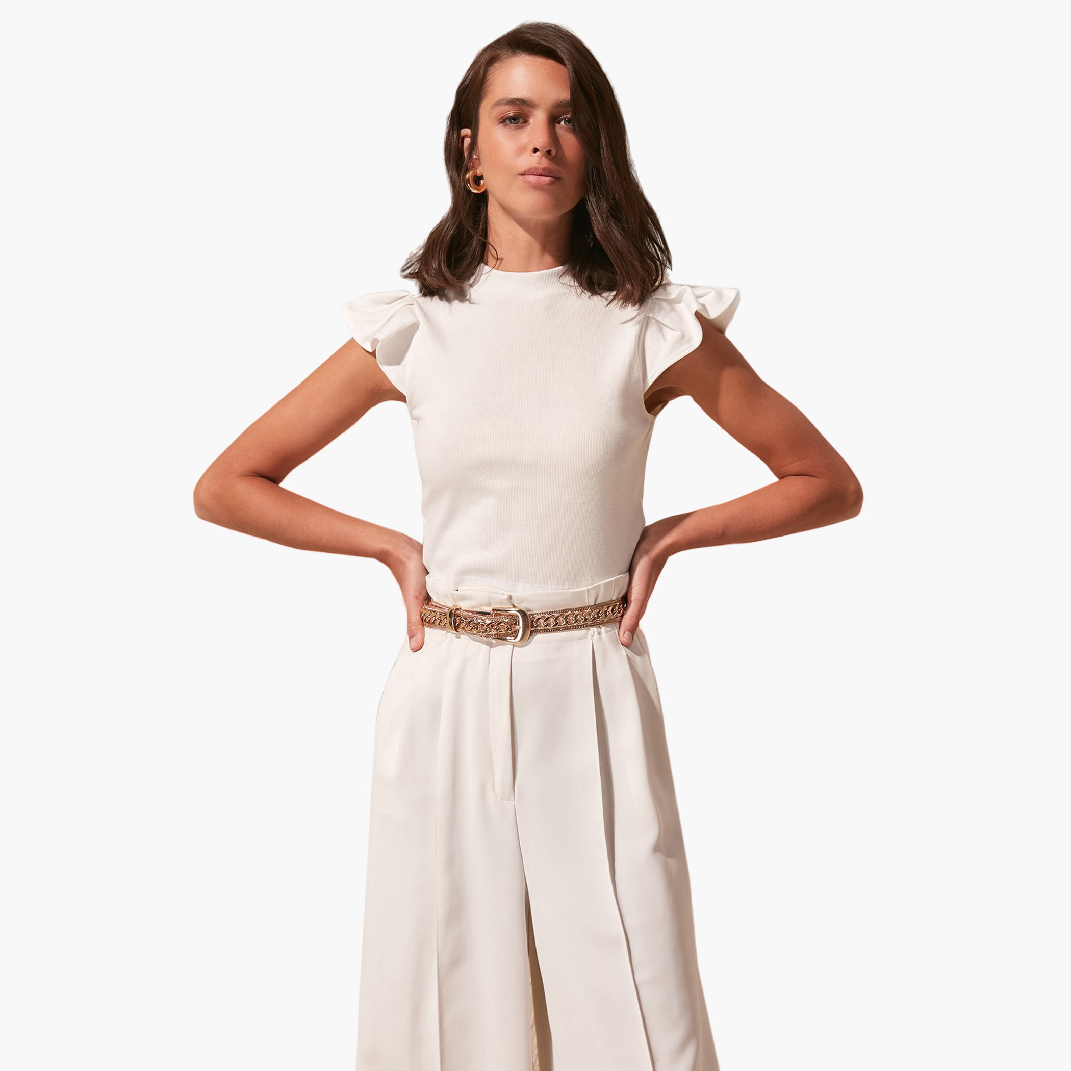 Trendyol Textured High Neck Knit Top with Cap Sleeves-women-clothing-shirtsandblouses-blouses-image-5