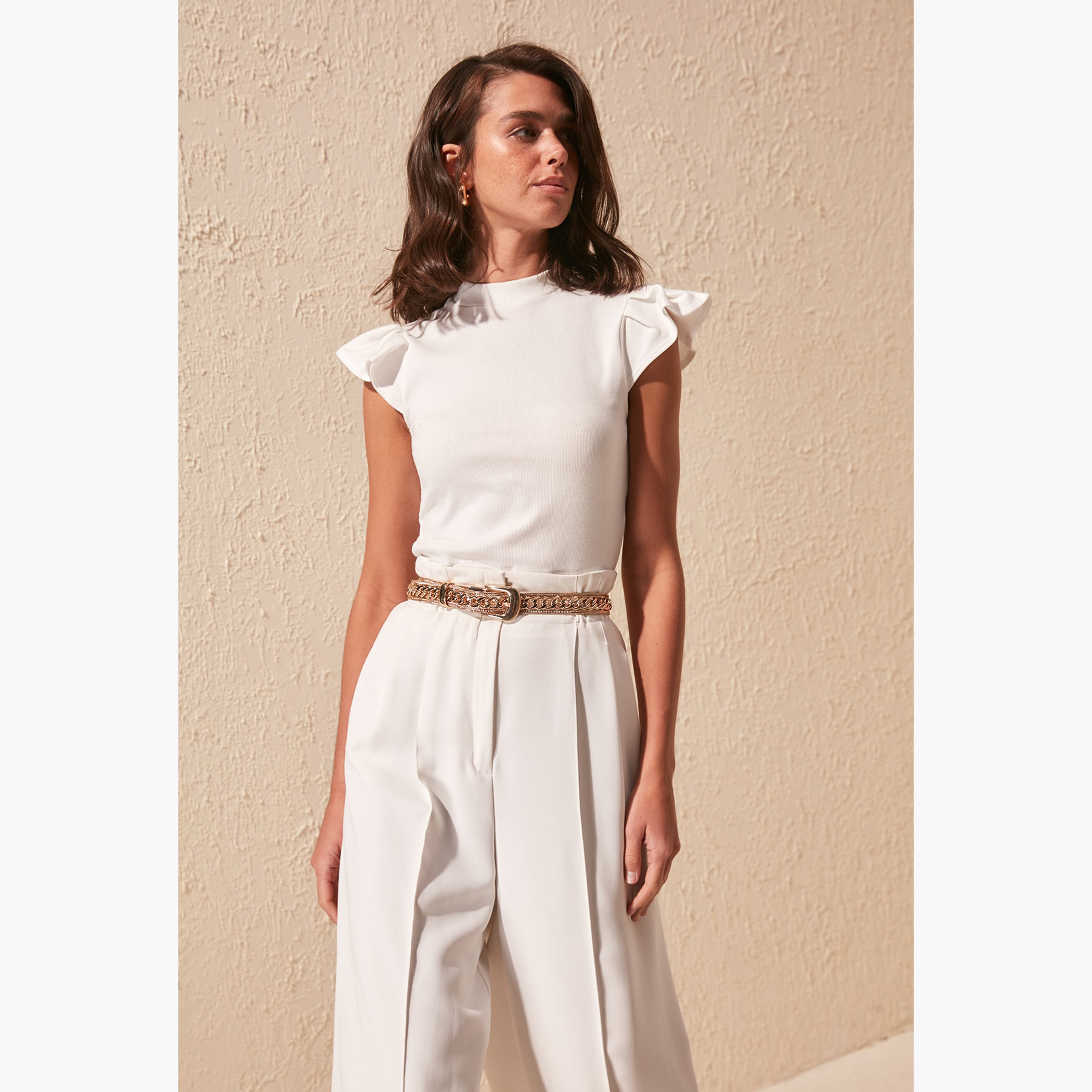 Trendyol Textured High Neck Knit Top with Cap Sleeves-women-clothing-shirtsandblouses-blouses-image-6