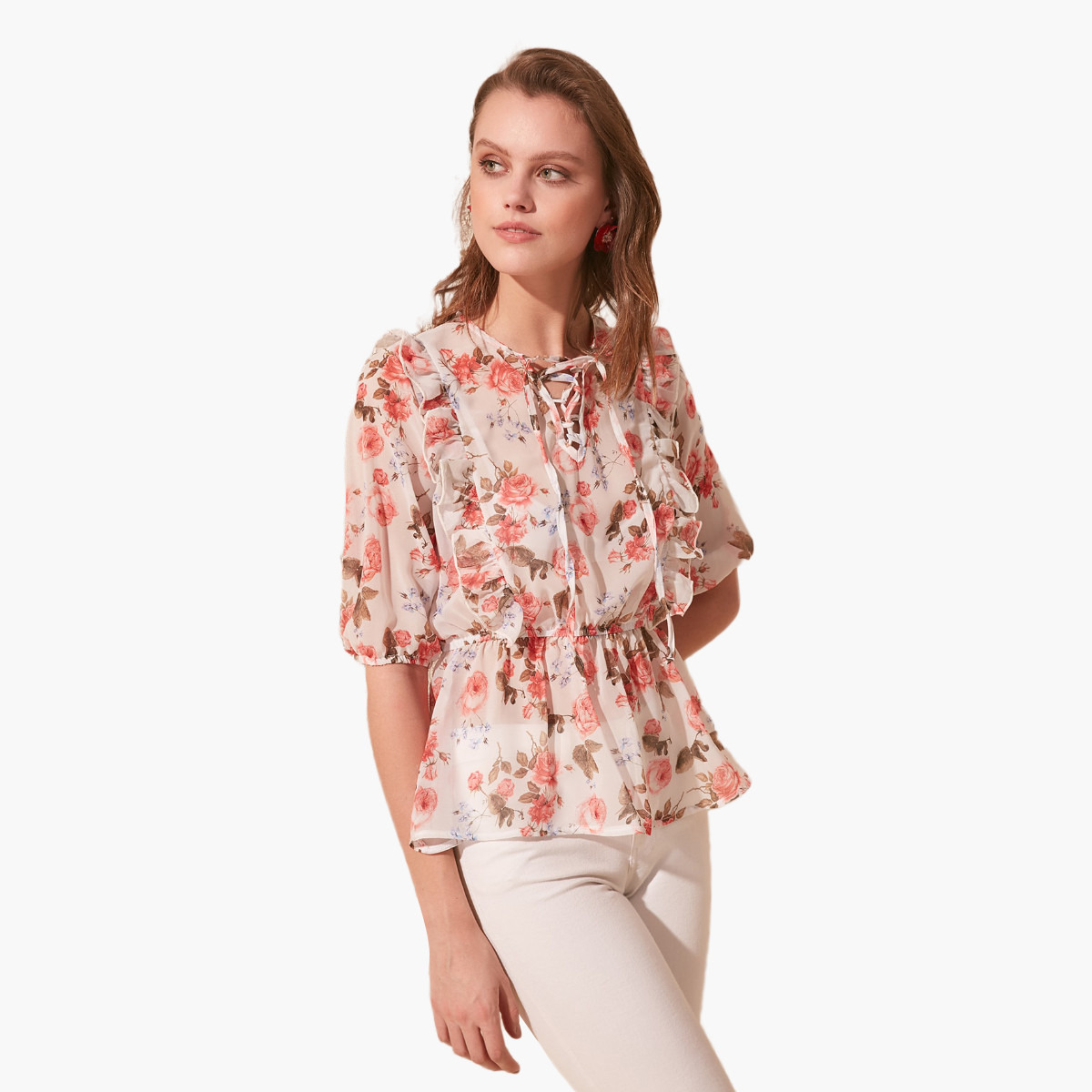 Trendyol Printed Top with Ruffle Detail and Tie Ups-women-clothing-shirtsandblouses-blouses-image-3