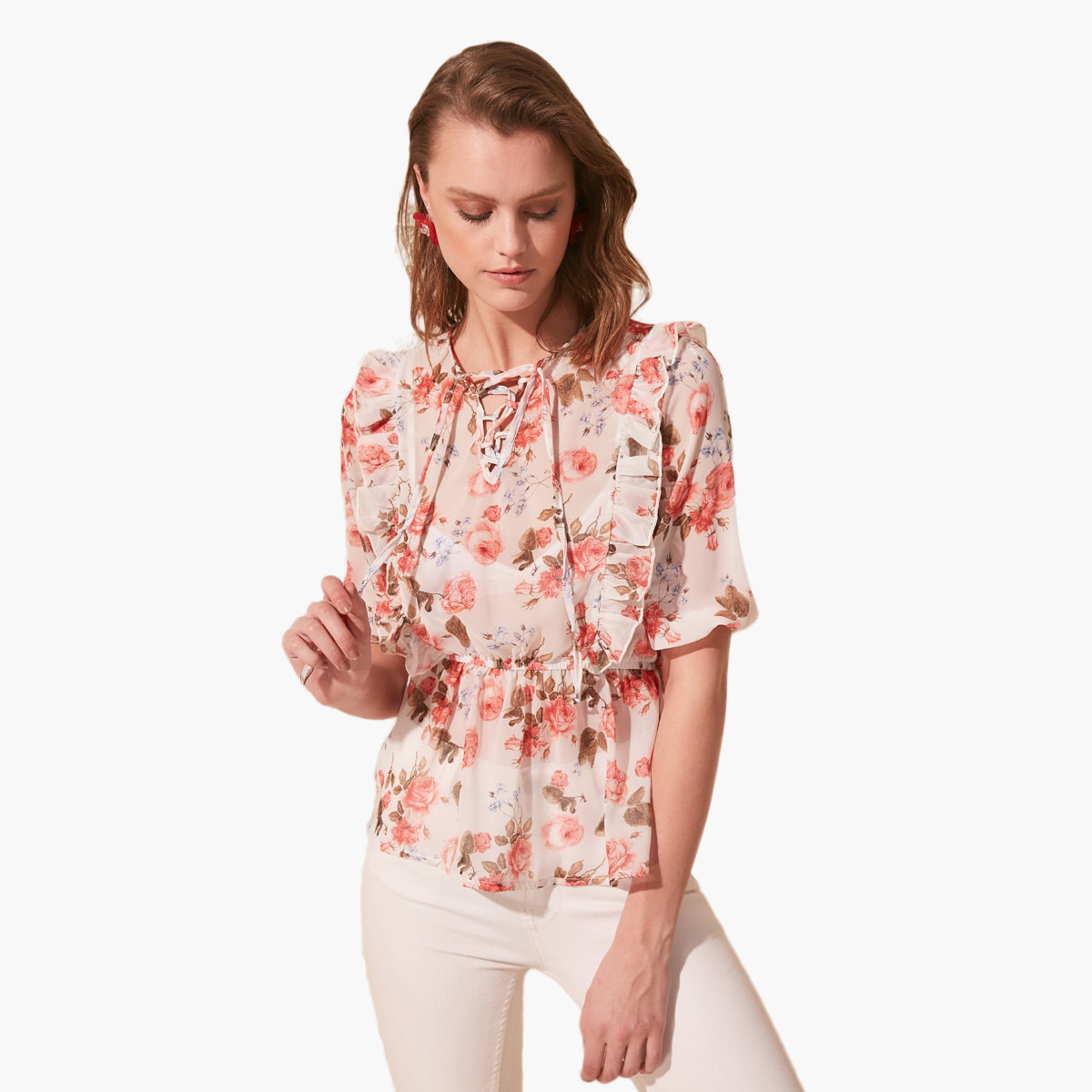 Trendyol Printed Top with Ruffle Detail and Tie Ups-women-clothing-shirtsandblouses-blouses-image-4