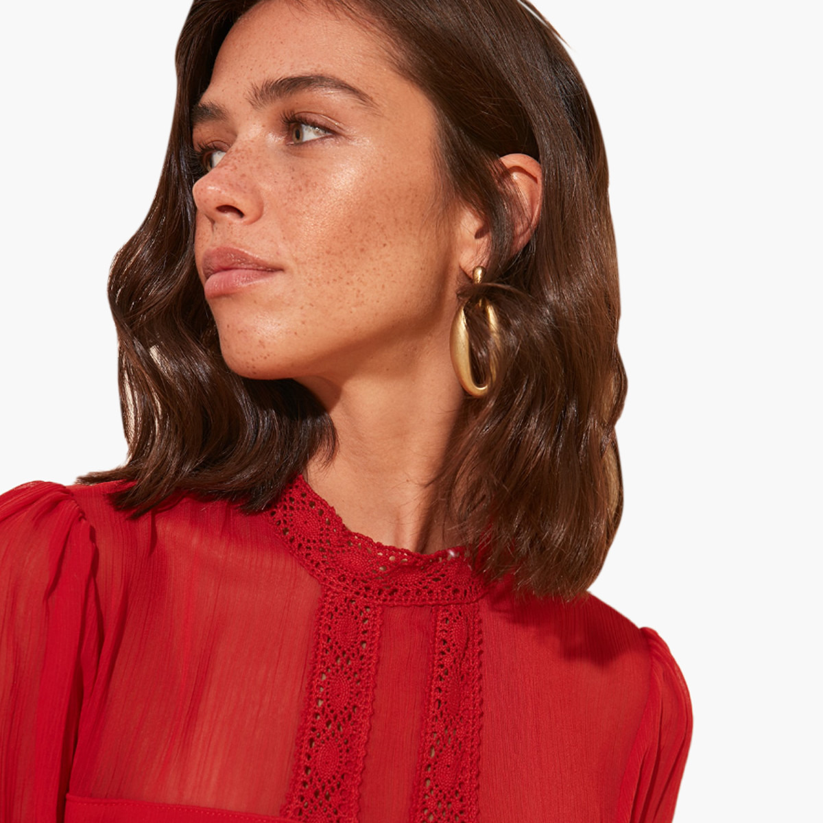 فستان دانتيل قصير إيه لاين بأكمام 3/4 من ترينديول-women-clothing-dresses-image-4