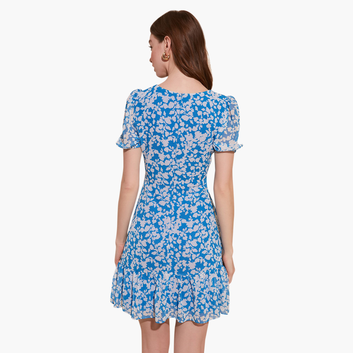 فستان قصير آيه لاين بطبعات وأكمام قصيرة وياقة V من ترينديول-women-clothing-dresses-image-4