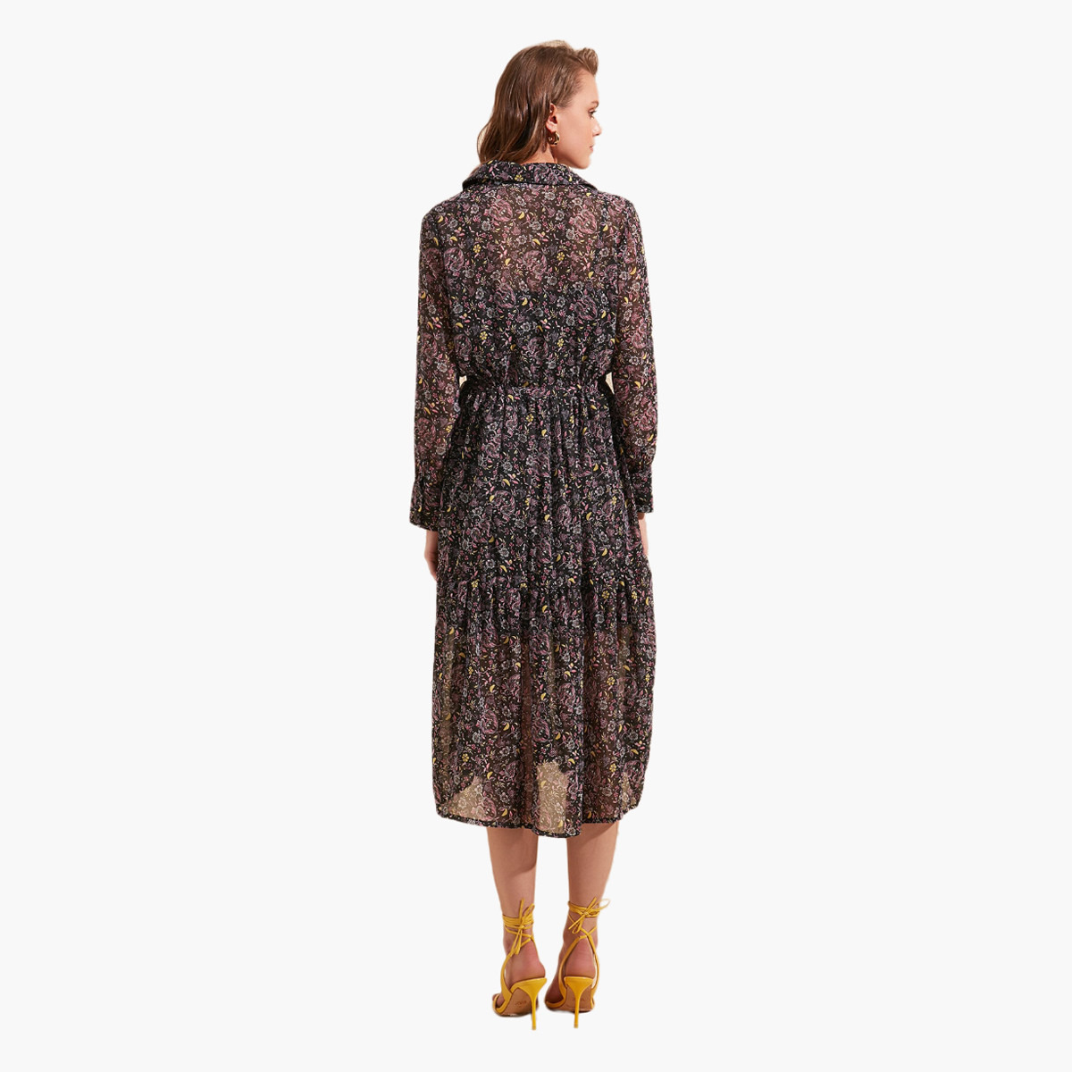 فستان إيه لاين متوسط الطول بأكمام طويلة وطبعات أزهار من ترينديول-women-clothing-dresses-image-3