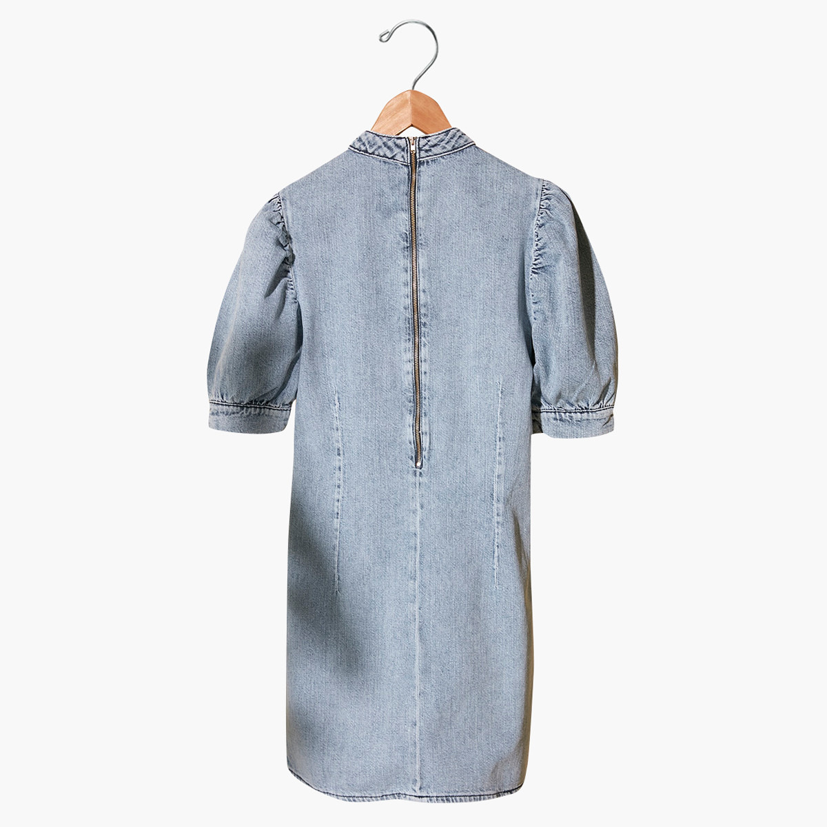 فستان ميني سادة إيه لاين بياقة عالية وأكمام بطول المرفق من ترينديول-women-clothing-dresses-image-3