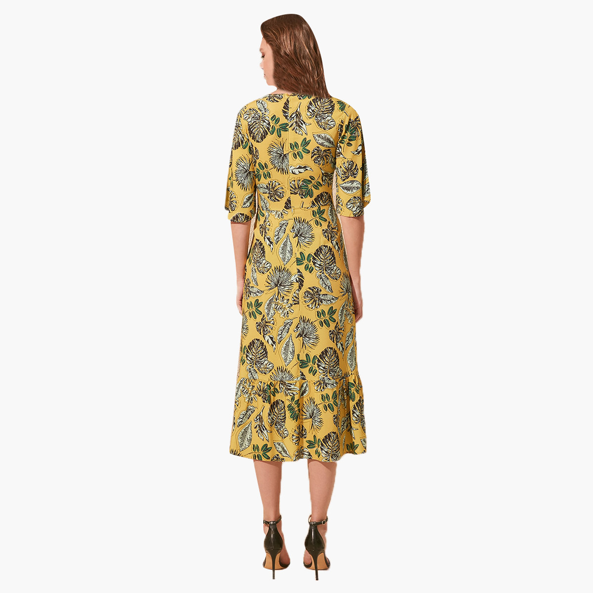 Trendyol Floral Print Midi A-line Dress with V-neck and Flared Sleeves-women-clothing-dresses-image-4