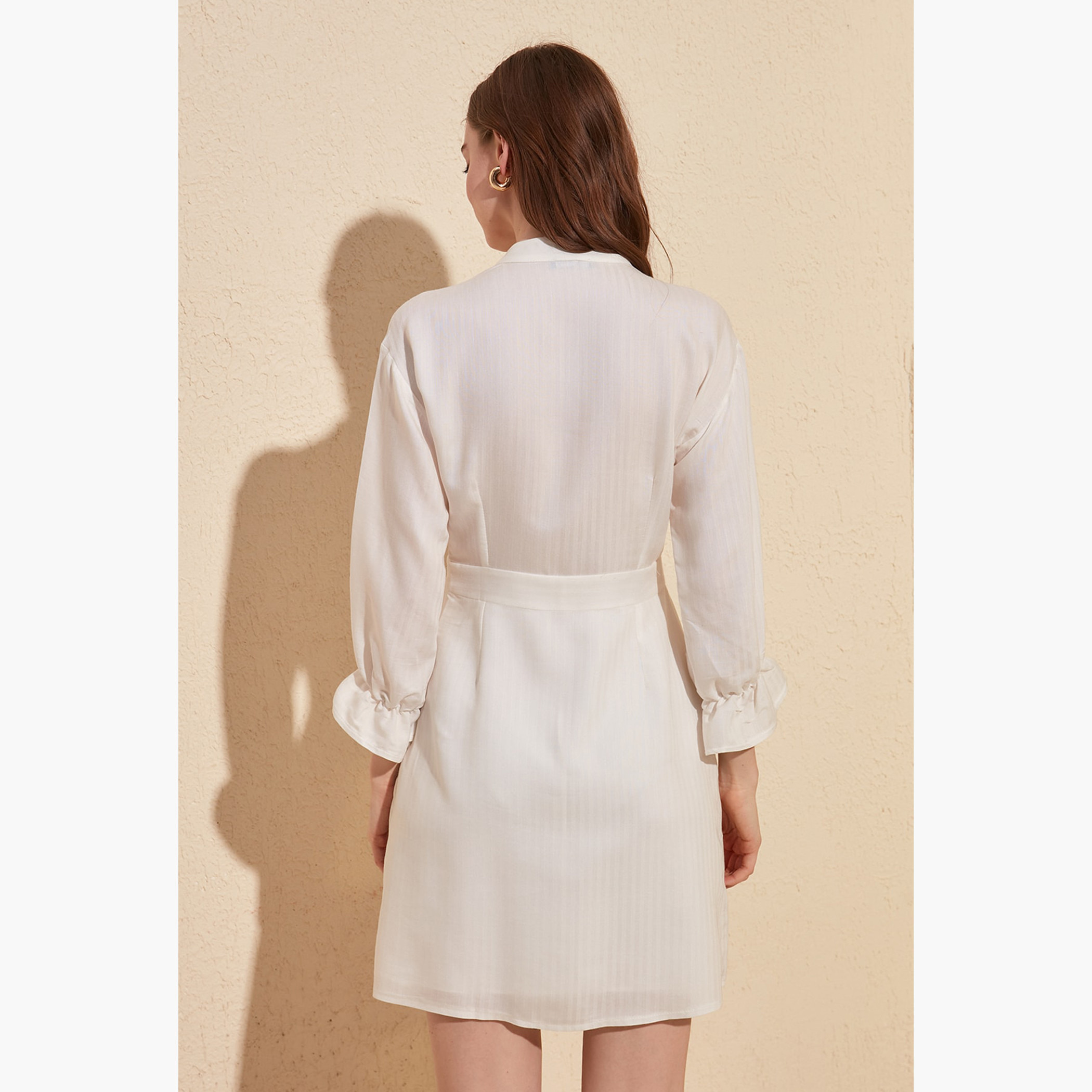 Trendyol Solid Mini A-line Dress with Long Sleeves-women-clothing-dresses-image-5