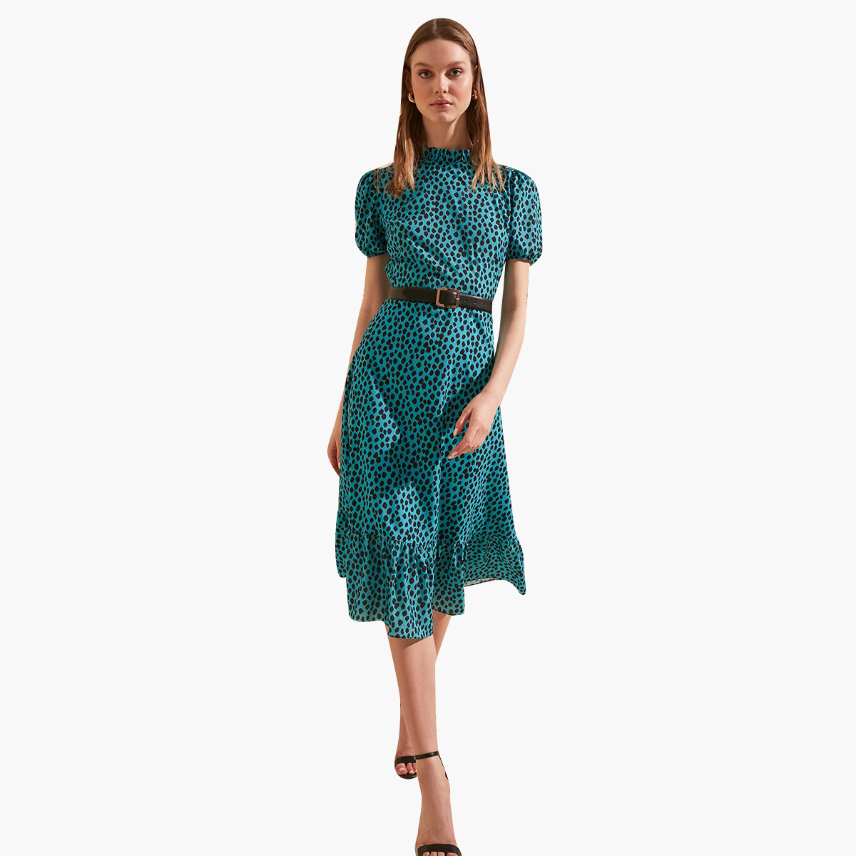 ترينديول أخضر متوسط الطول فستان-women-clothing-dresses-image-3