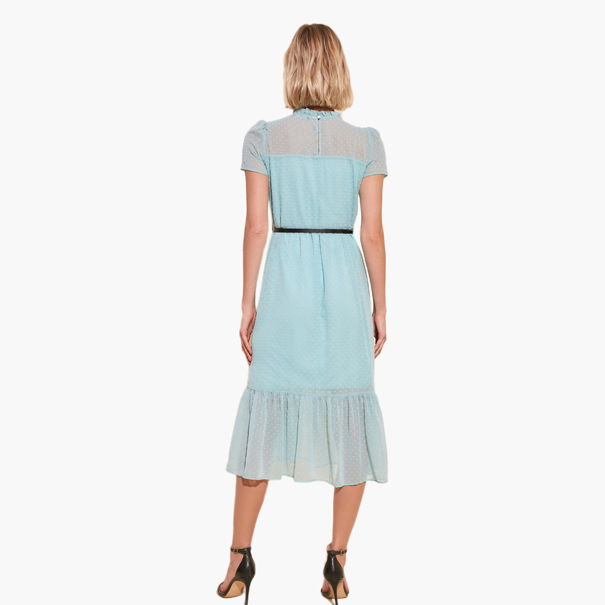 فستان ميدي منقط برقبة كشكش من ترينديول-women-clothing-dresses-image-10