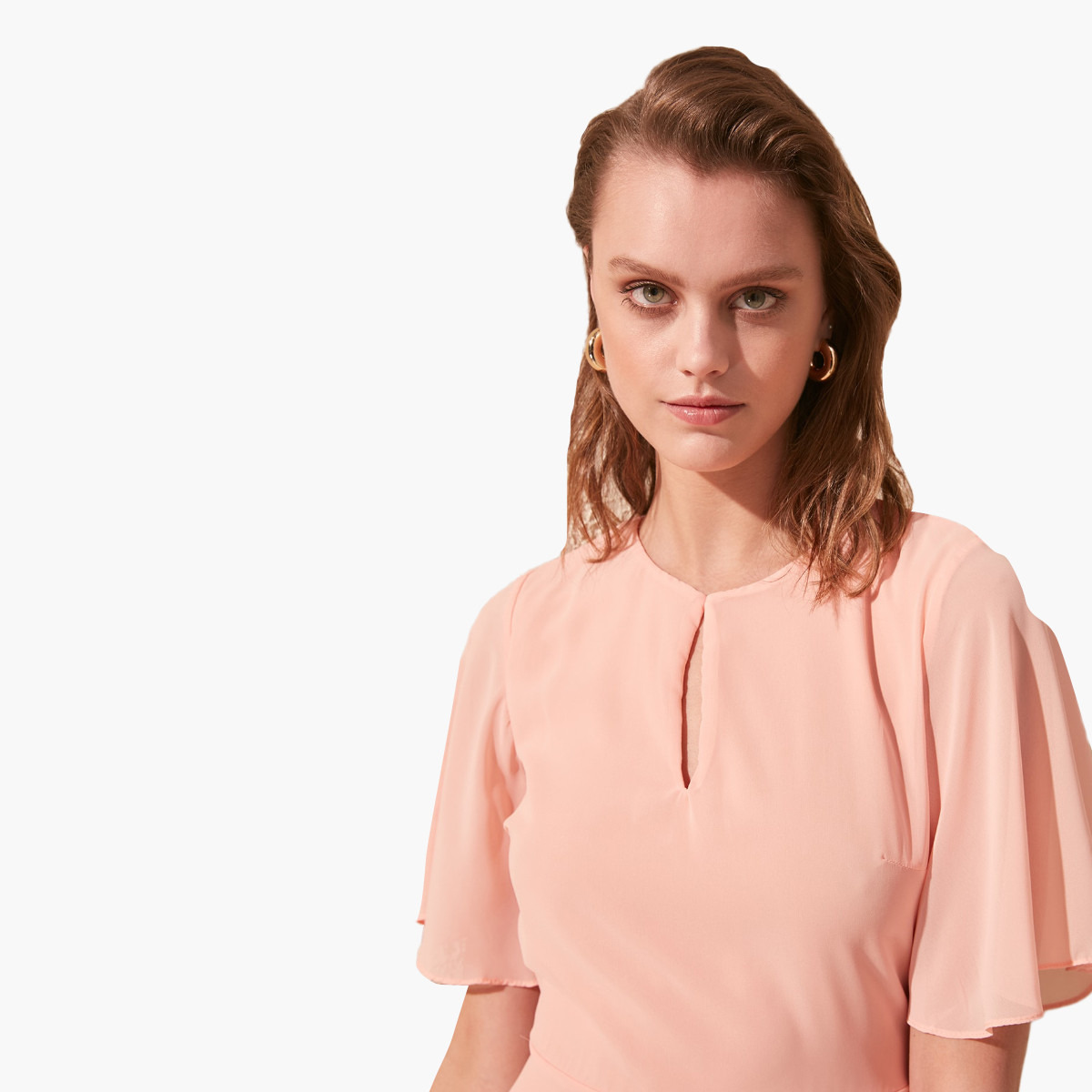 فستان ميني منسدل بتفاصيل كشكش وأكمام لامعة من ترينديول-women-clothing-dresses-image-8