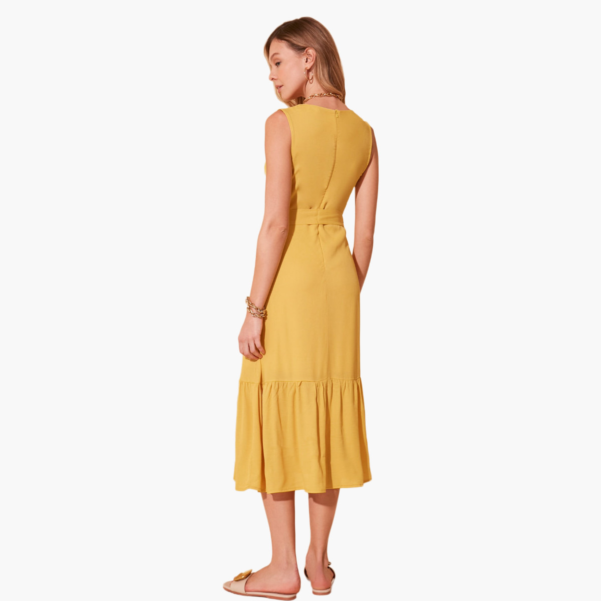 Trendyol Solid A-line Midi Sleeveless Dress with Tie Ups-women-clothing-dresses-image-4