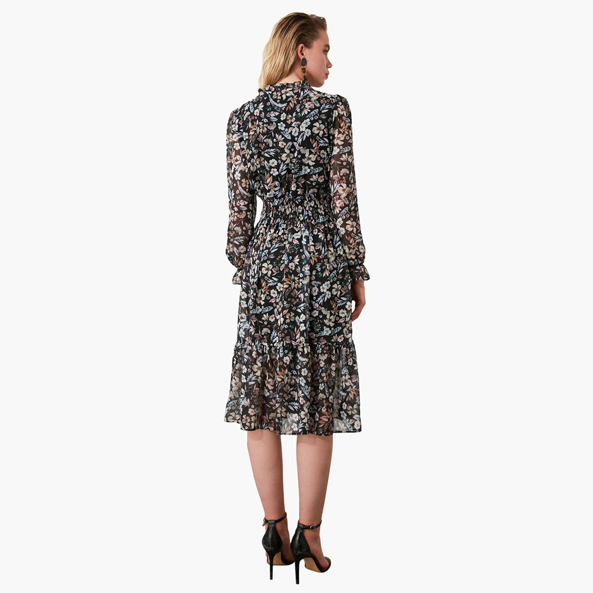 فستان إيه لاين ميدي بياقة v وطبعات أزهار من ترينديول-women-clothing-dresses-image-4