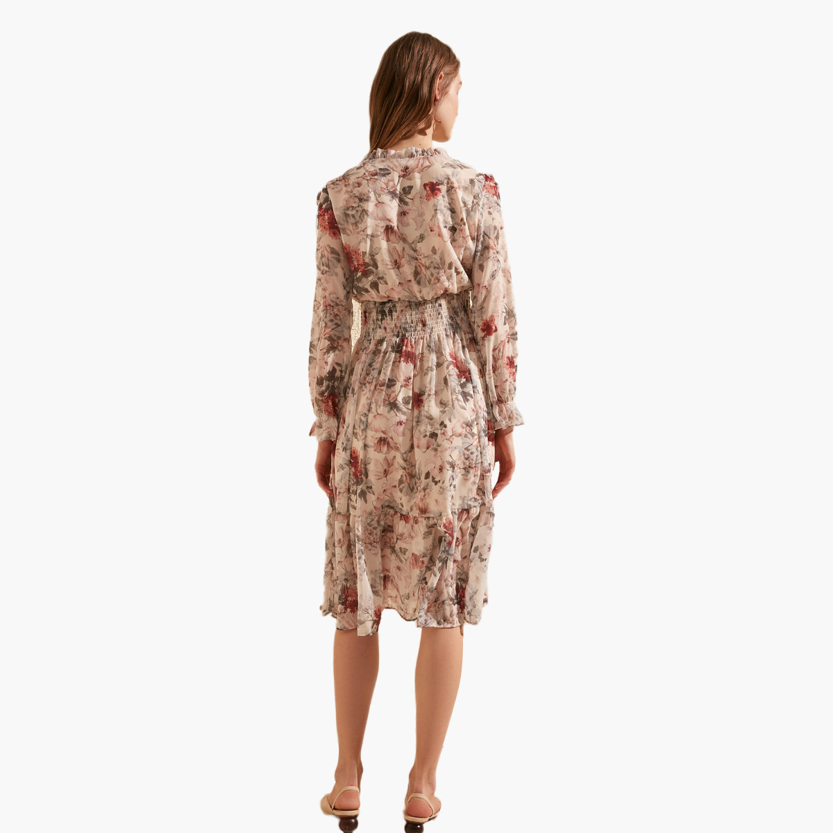 فستان ميدي إيه لاين بأكمام طويلة وطبعات أزهارمن ترينديول-women-clothing-dresses-image-4