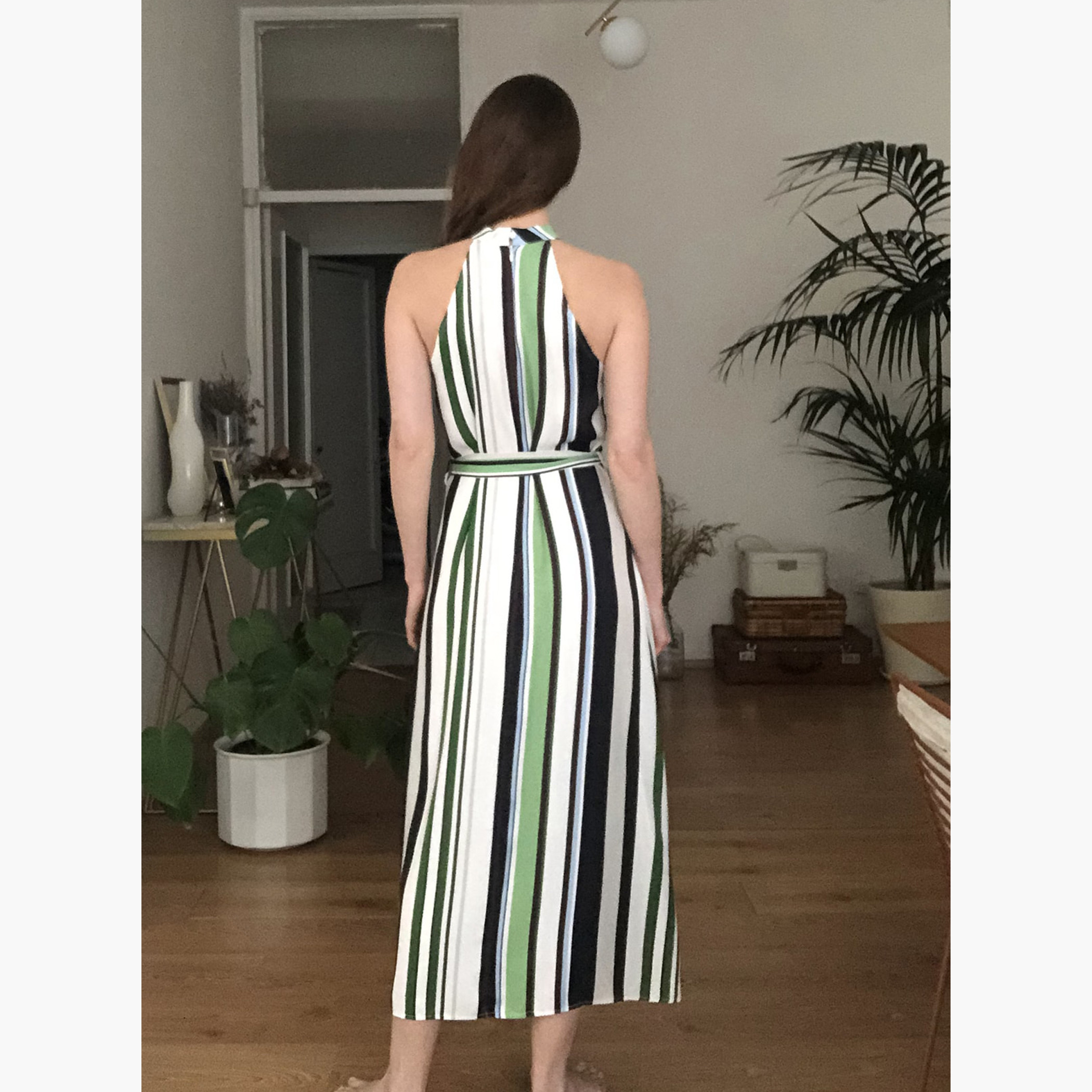 Trendyol Striped Midi A-line Sleeveless Dress with Belted Waist-women-clothing-dresses-image-4