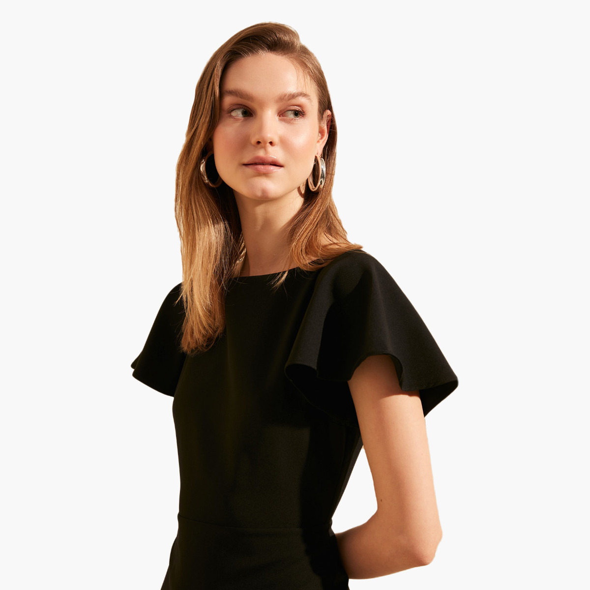 فستان سادة ميدي بقصة ضيقة وأكمام طويلة من ترينديول-women-clothing-dresses-image-4