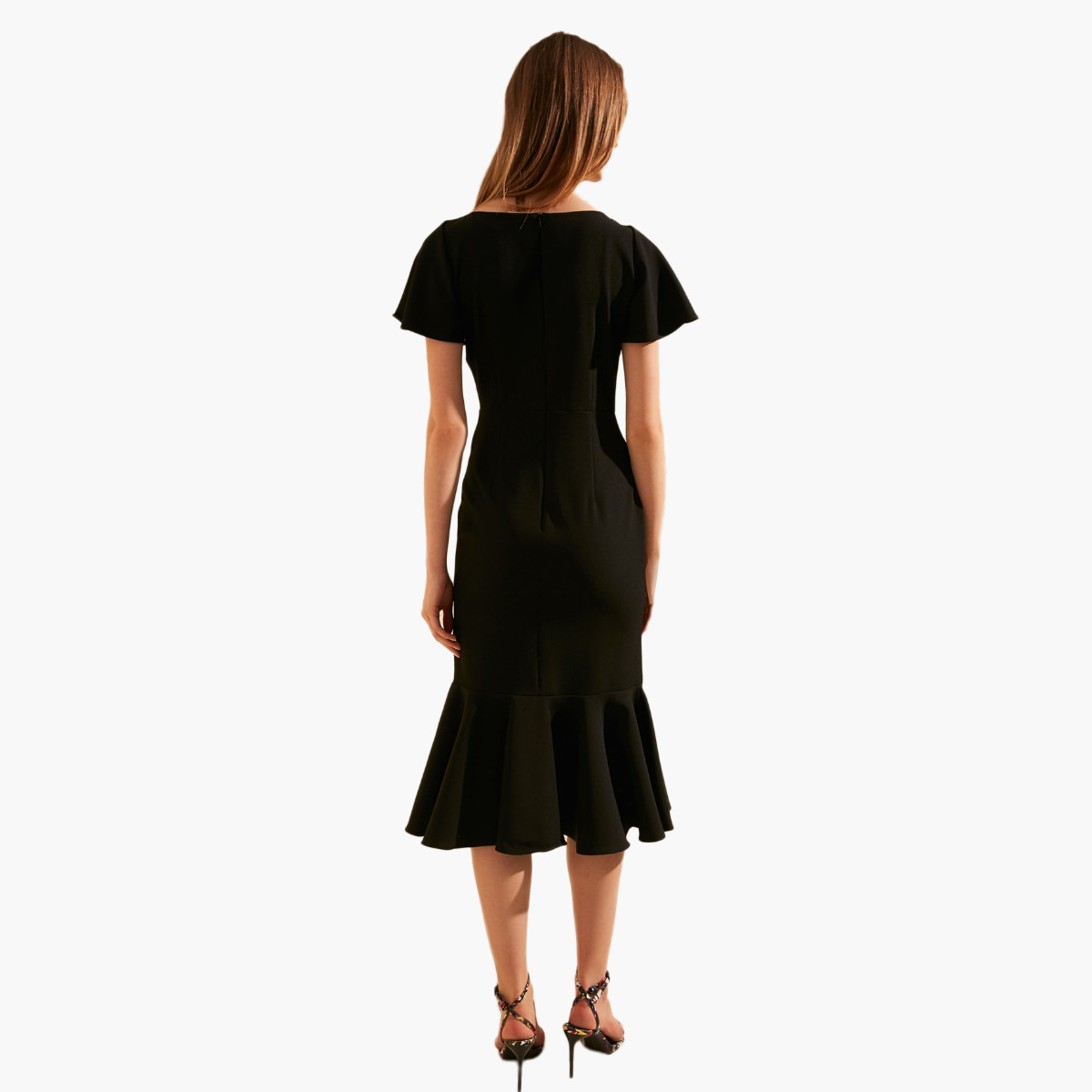 Trendyol Solid Bodycon Midi Dress with Flared Sleeves-women-clothing-dresses-image-5